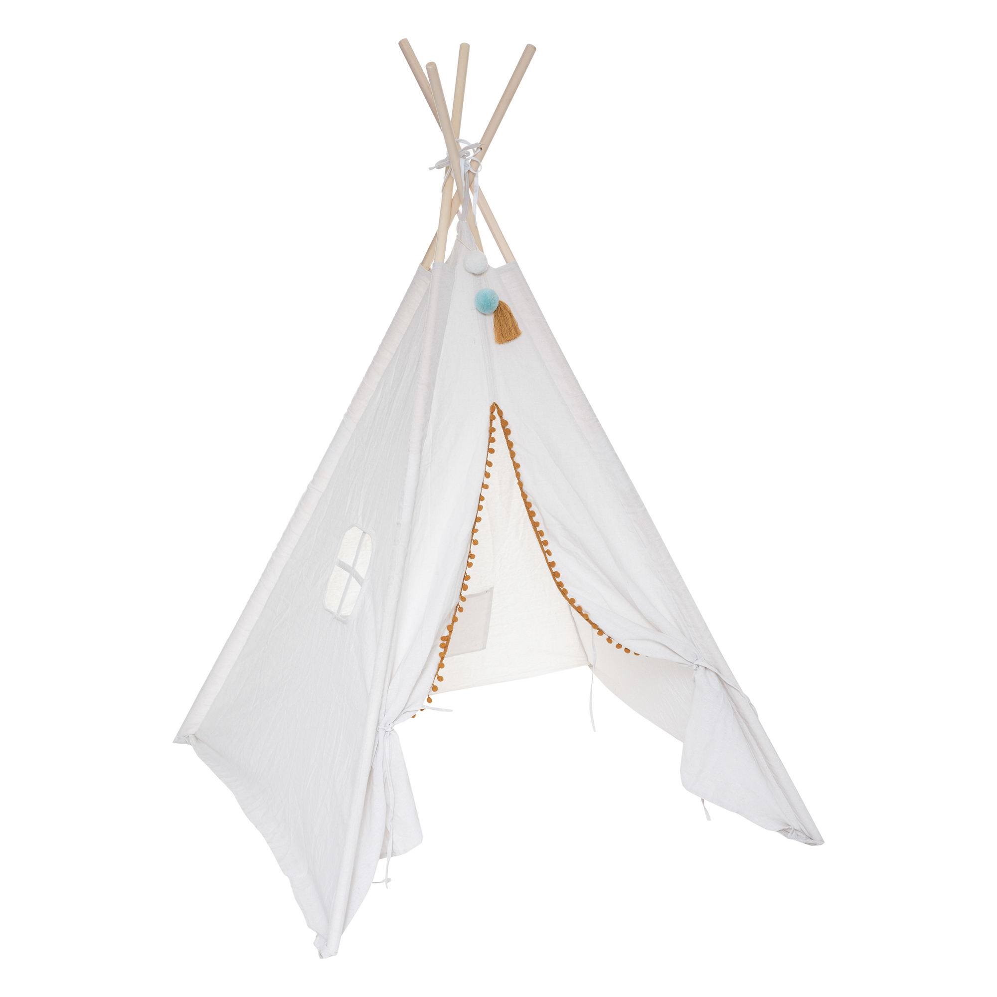 Tenda TIPI branca com pompons