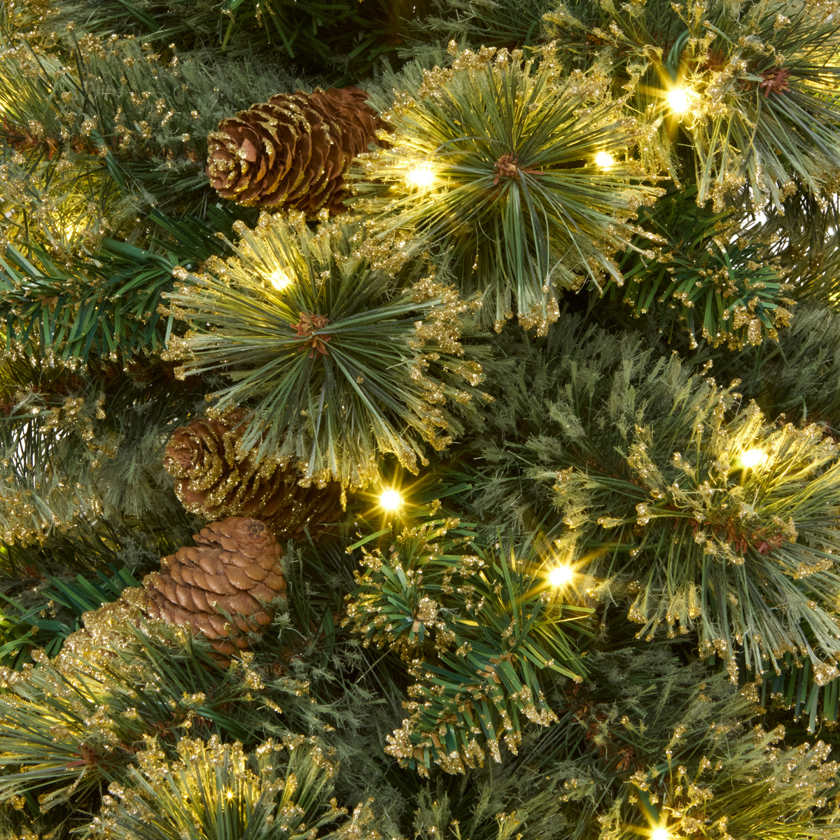 &Aacute;rvore de natal GLINTWOOD verde com pinhas 210cm
