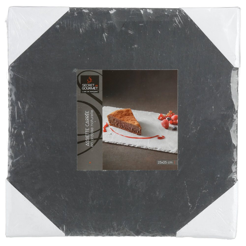 Tabuleiro quadrado em ardósia 25x25cm