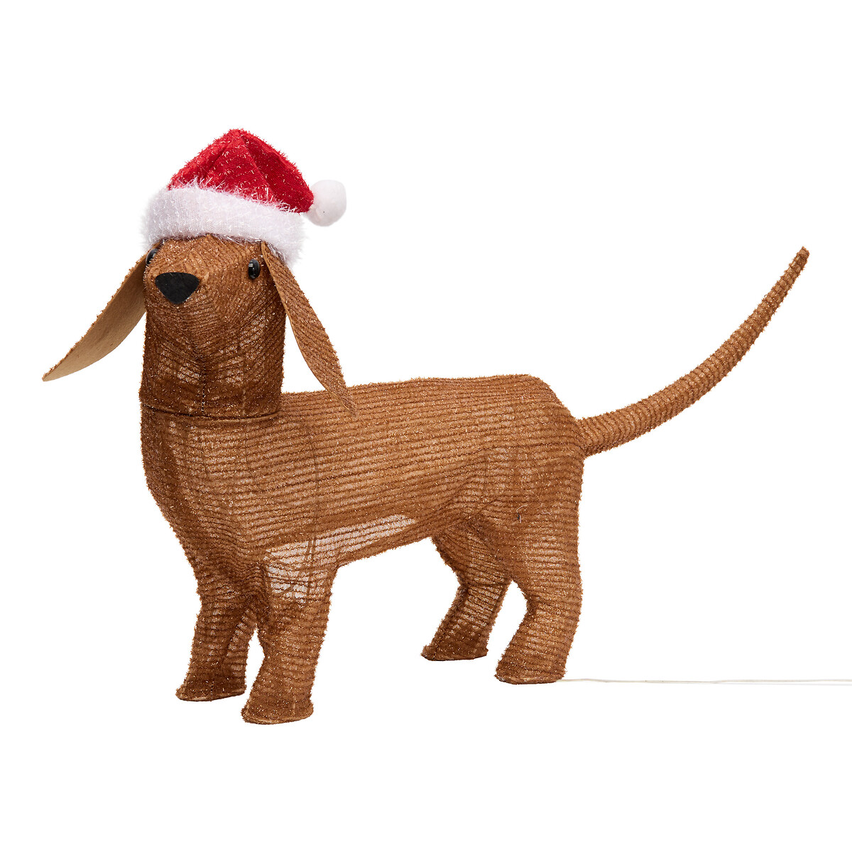 Figura c&atilde;o luminoso com gorro natalicio com 40 leds