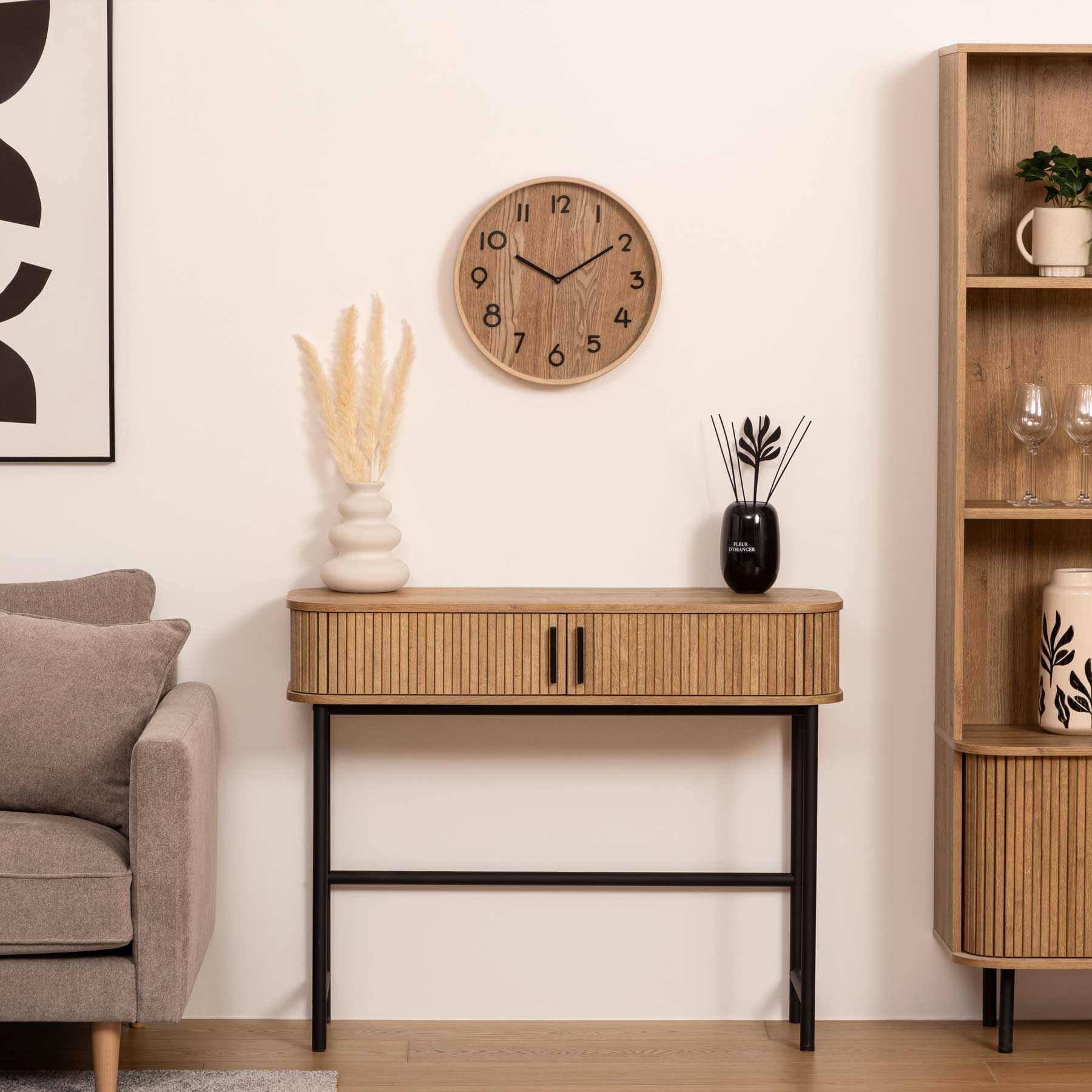 Rel&oacute;gio de parede em mdf e vidro IVANA