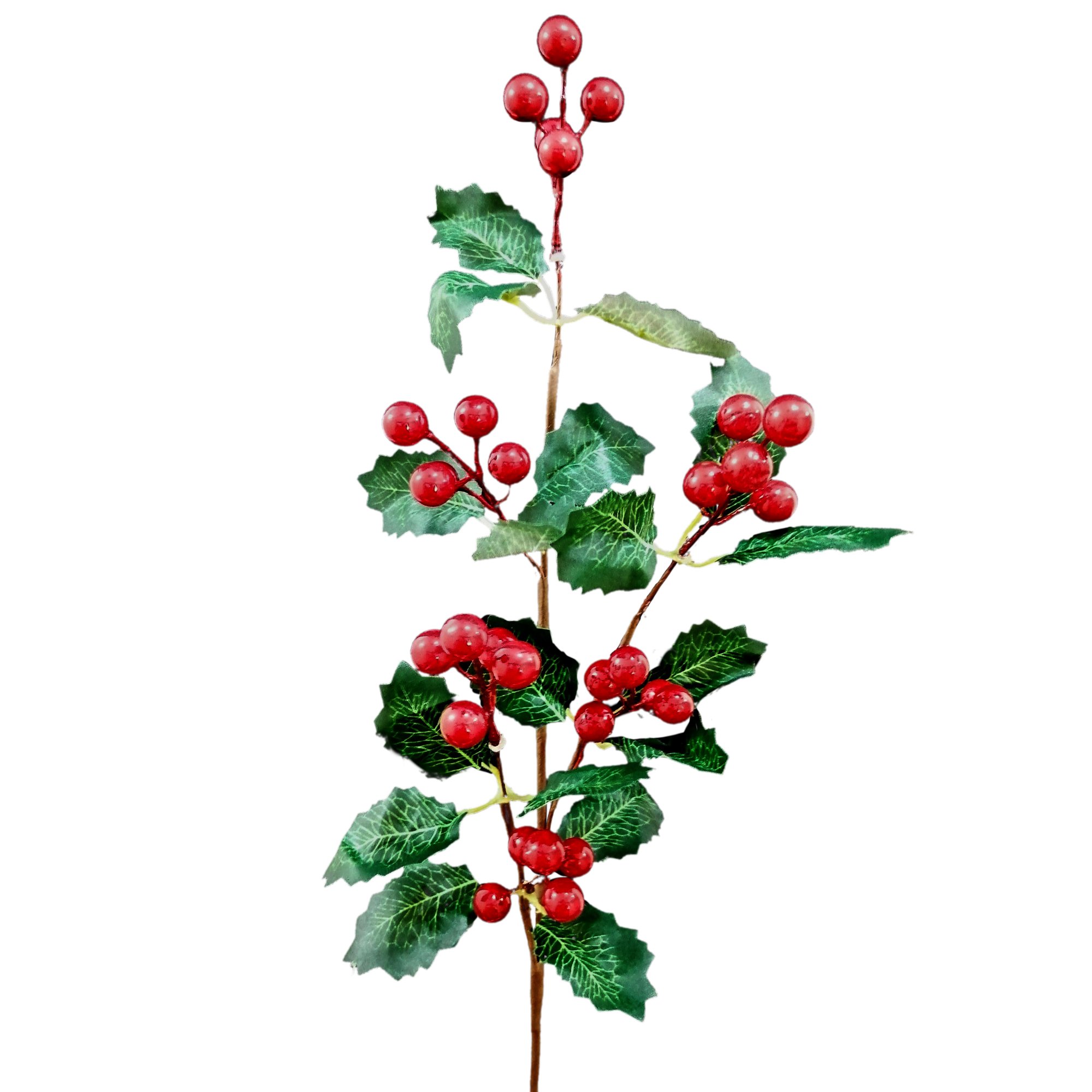 Haste decorativa com azevinho 60cm,  Haste decorativa com azevinho 60cm