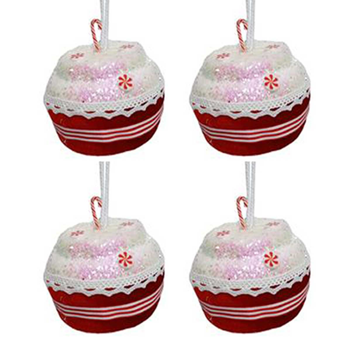 Conjunto de 4 pendurante cupcake vermelho e iridescente 8cm