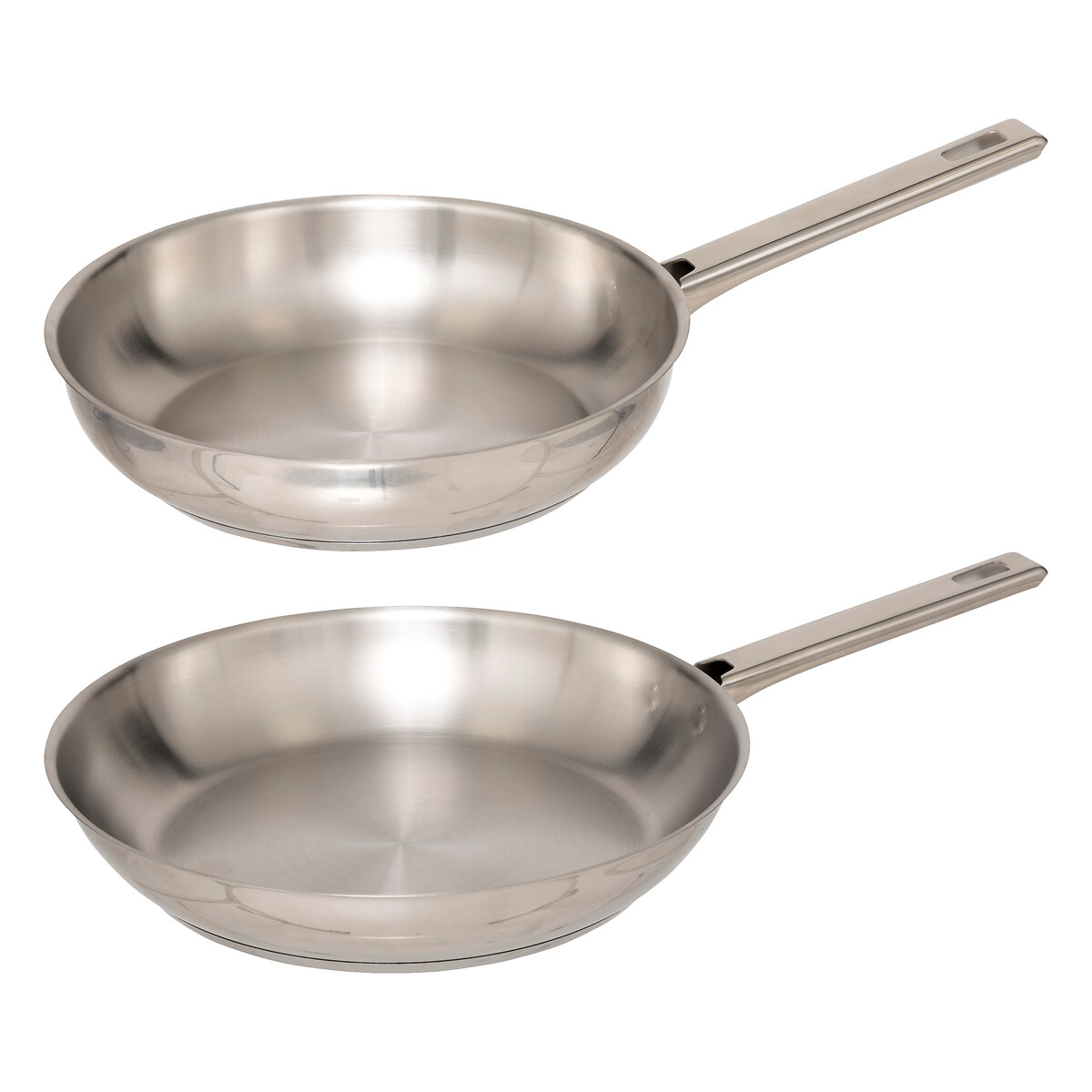 Conjunto de 2 frigideiras em a&ccedil;o inox 24/28cm