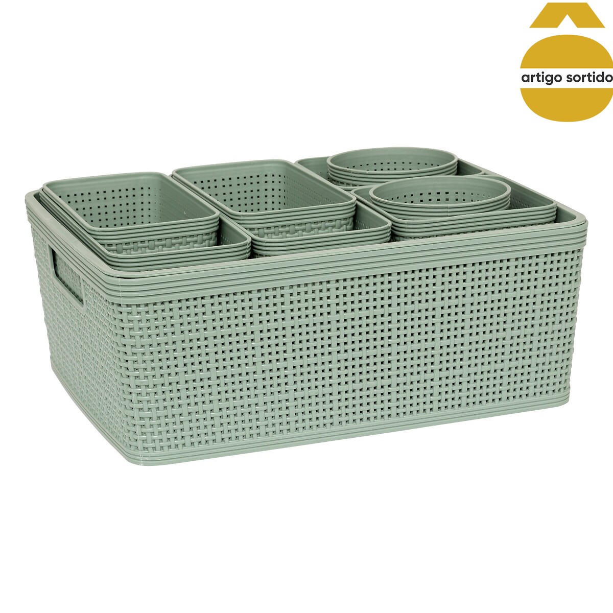 Conjunto de 10 cestos de arruma&ccedil;&atilde;o croch&ecirc; BOXY