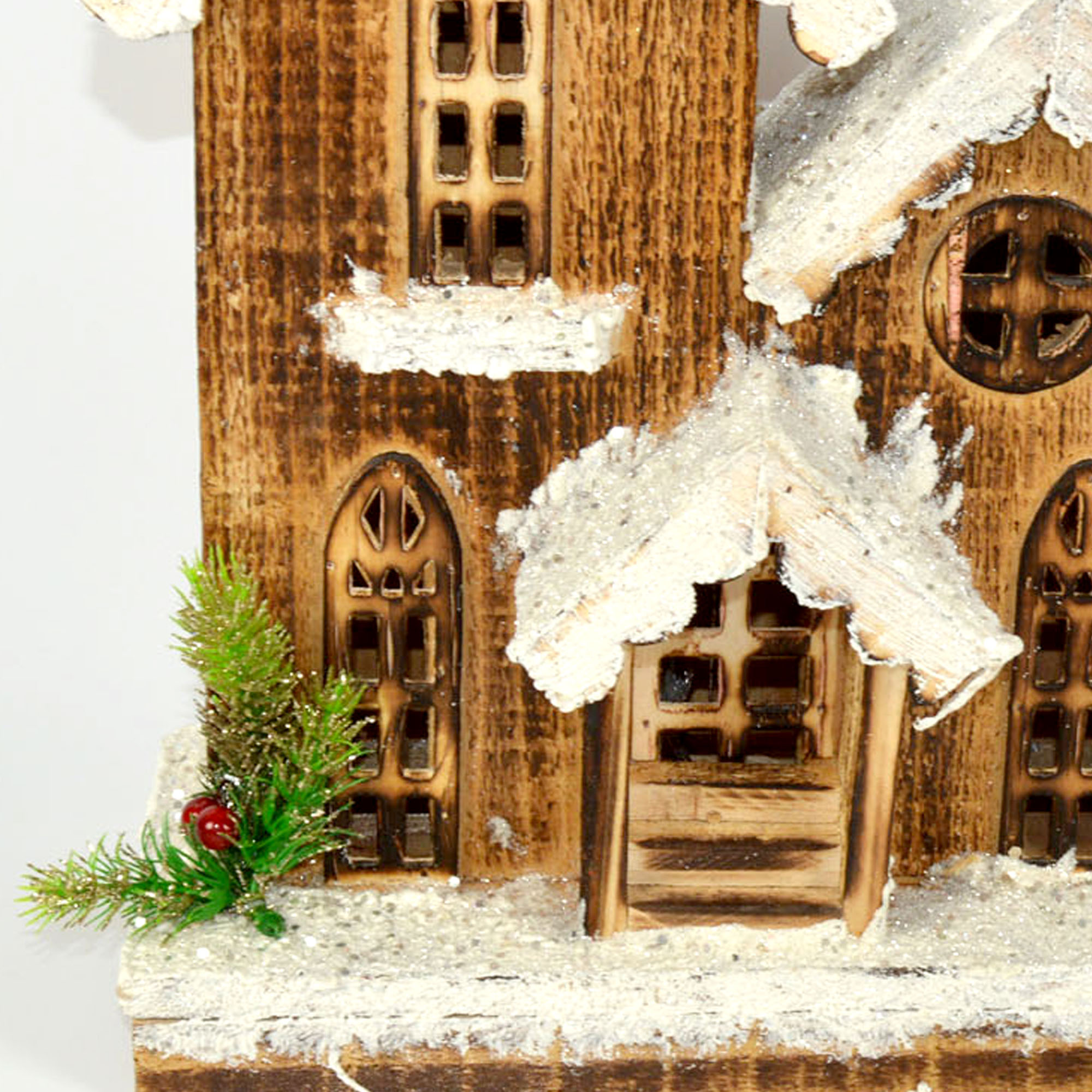 Casa Luminosa Em Madeira 33cm