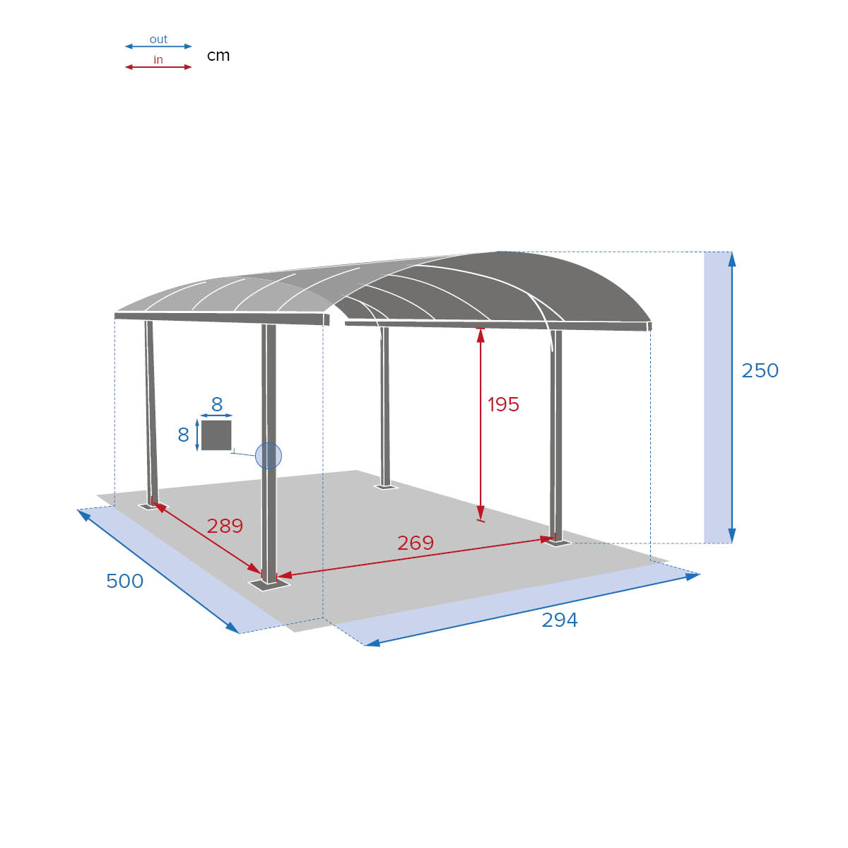 Abrigo BELIZE cinza graphite 5x3m