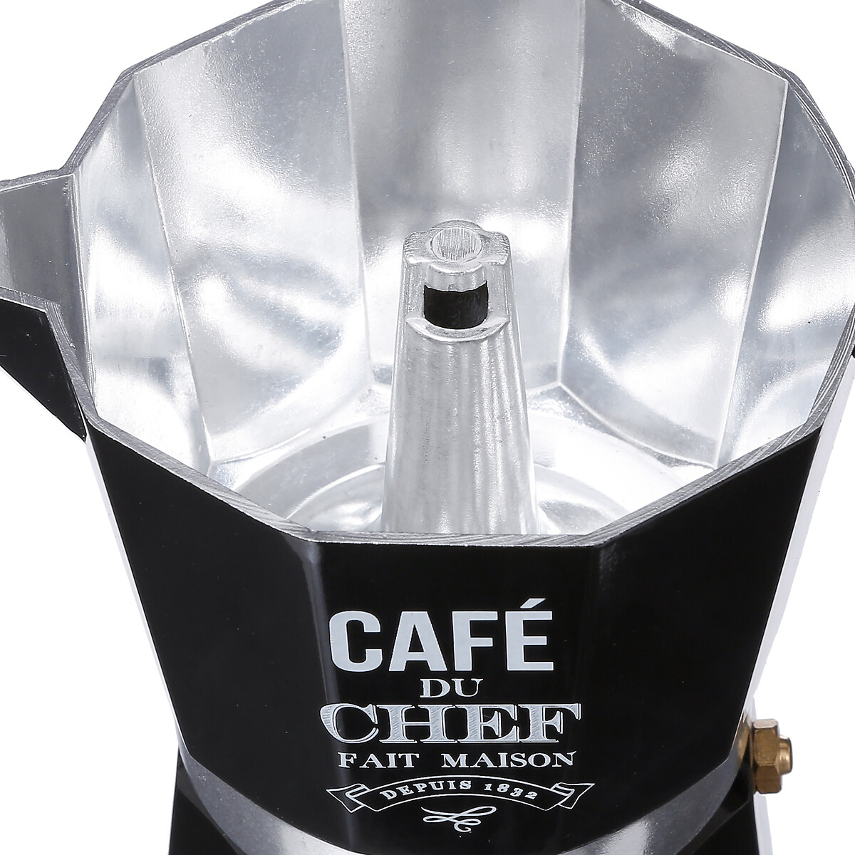 Cafeteira preta decorada em metal 350ml