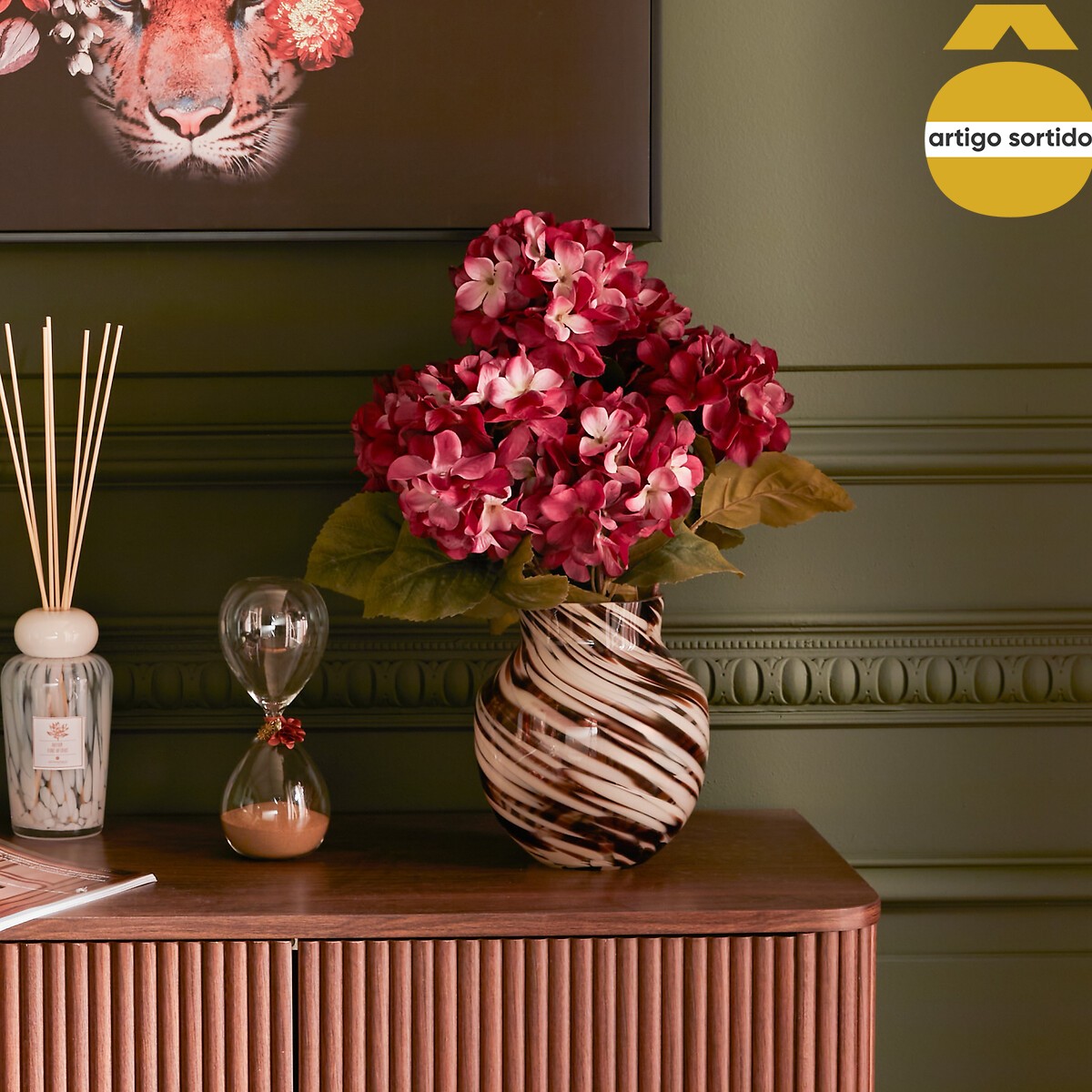 Bouquet com hort&ecirc;nsias artificial 53cm