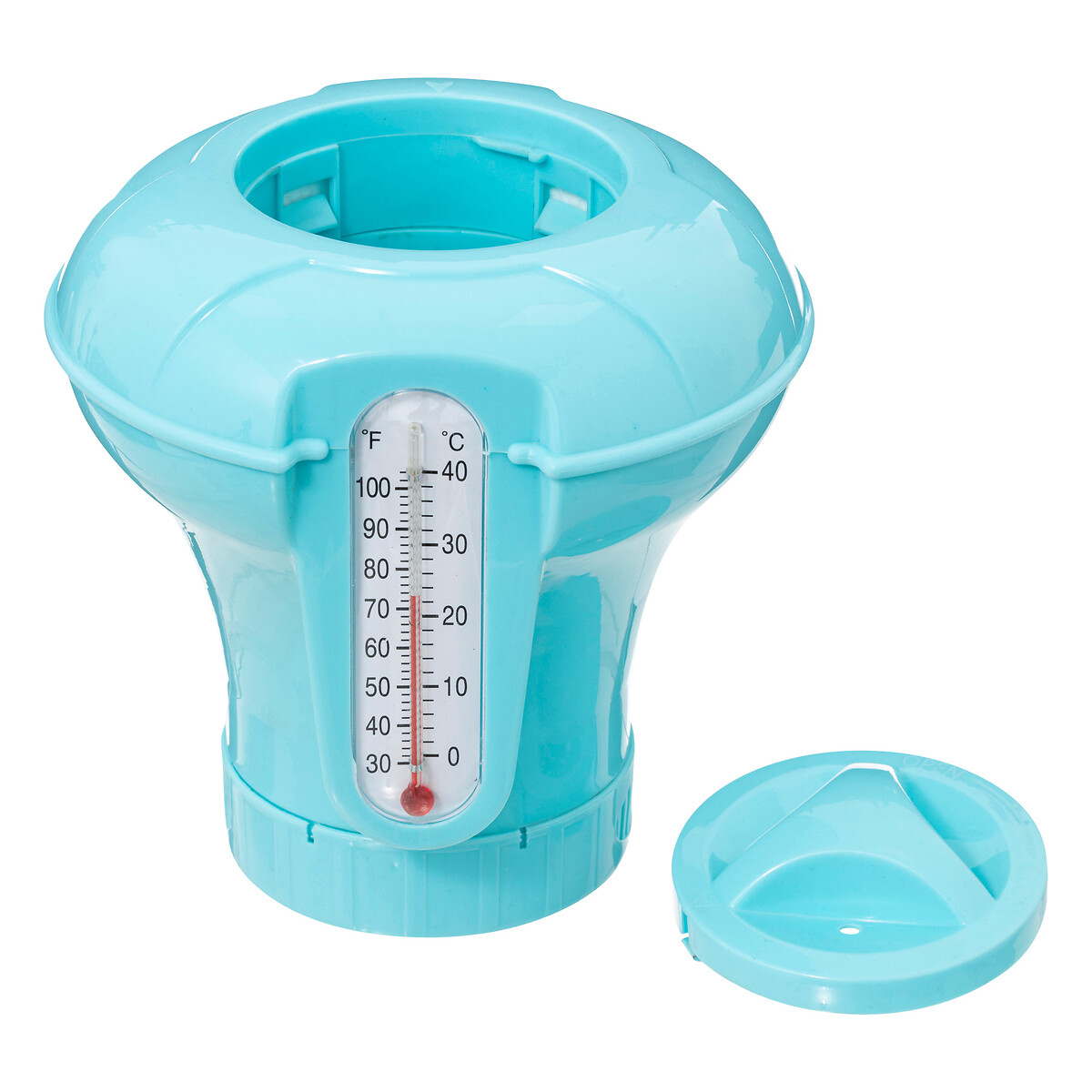 Distribuidor de cloro flutuante com termómetro