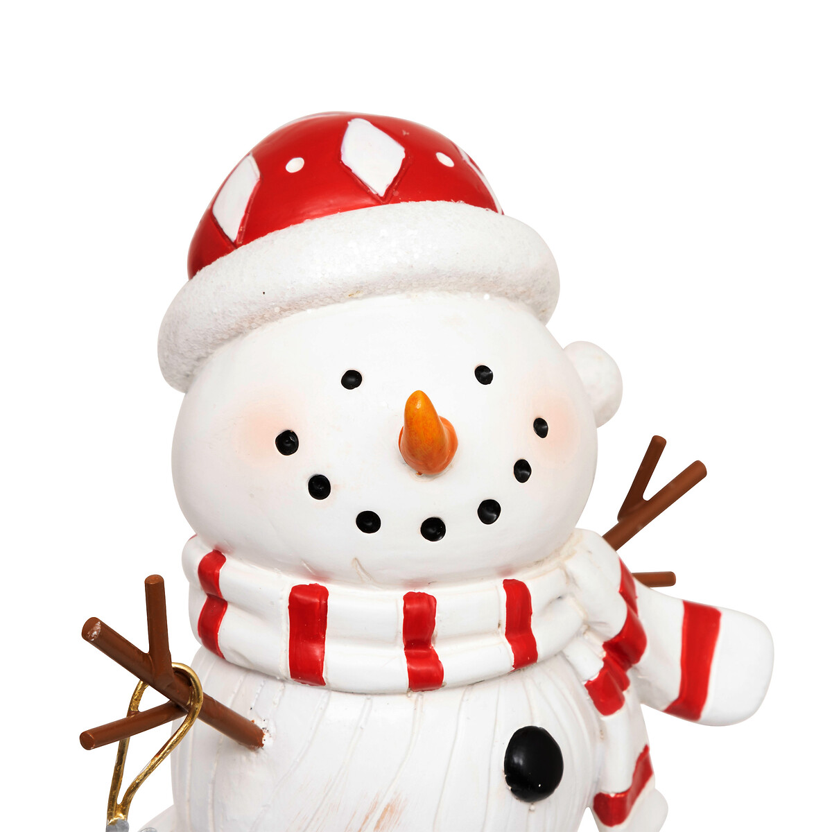 Figura de boneco de neve com cachecol e floco de neve 15cm
