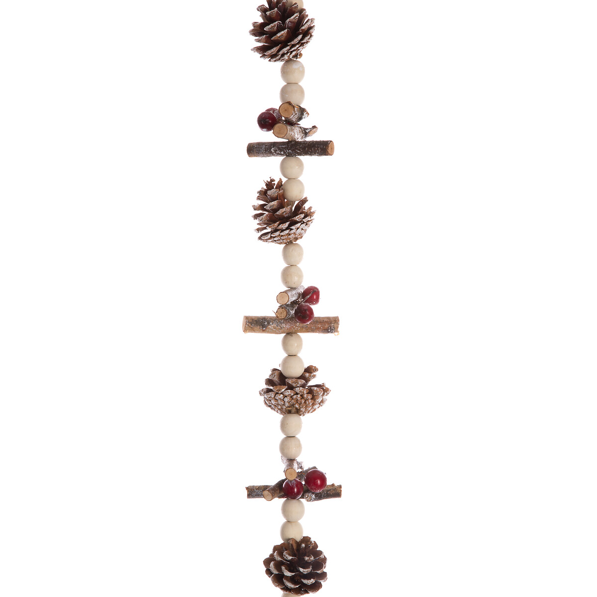 Grinalda decorativa com pinhas e bagas 150cm
