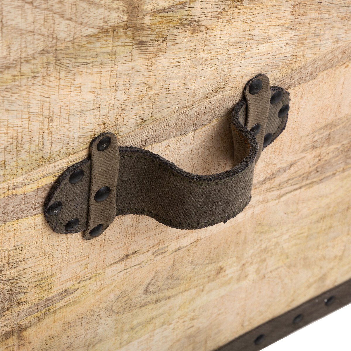 Pufe com arruma&ccedil;&atilde;o SILAS em madeira mango