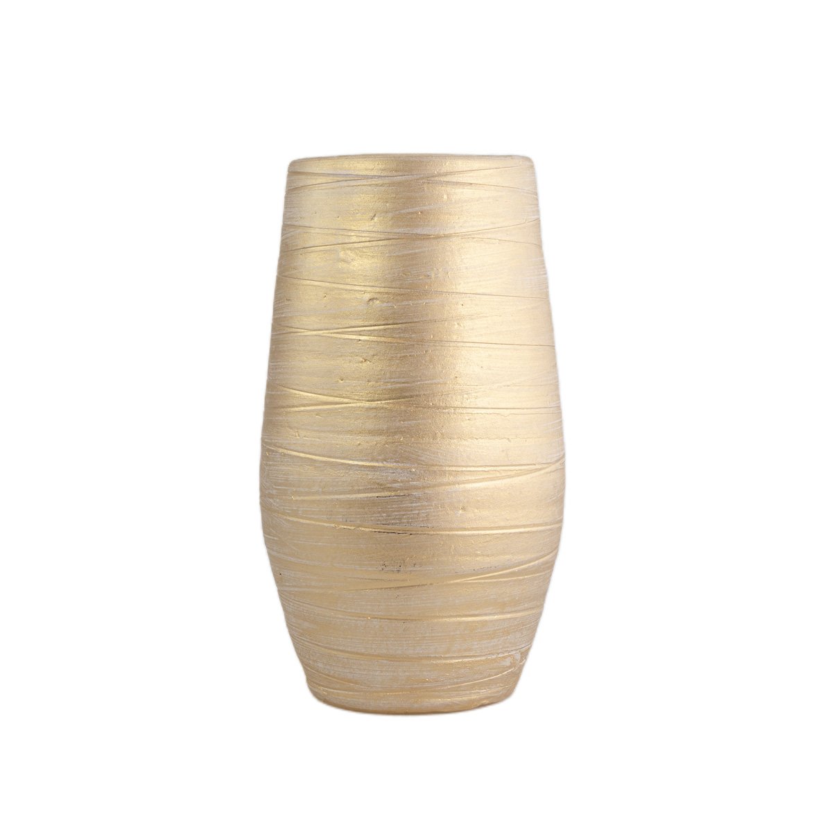 Jarra riscada dourada em cerâmica 40cm,  Jarra riscada dourada em cerâmica 40cm