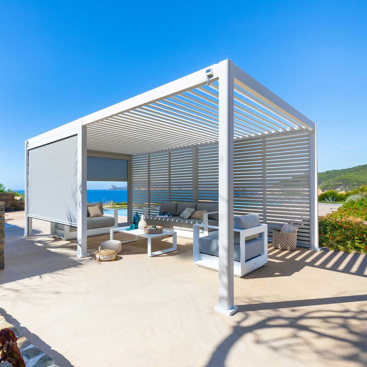 Estore para p&eacute;rgola &Eacute;VORA branco 3,6x3,6m