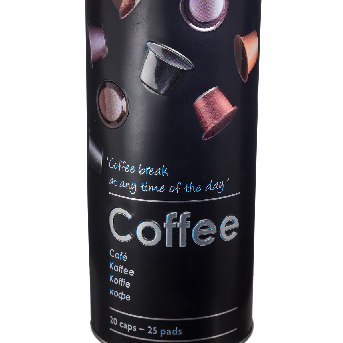 Lata para c&aacute;psulas de caf&eacute; em metal