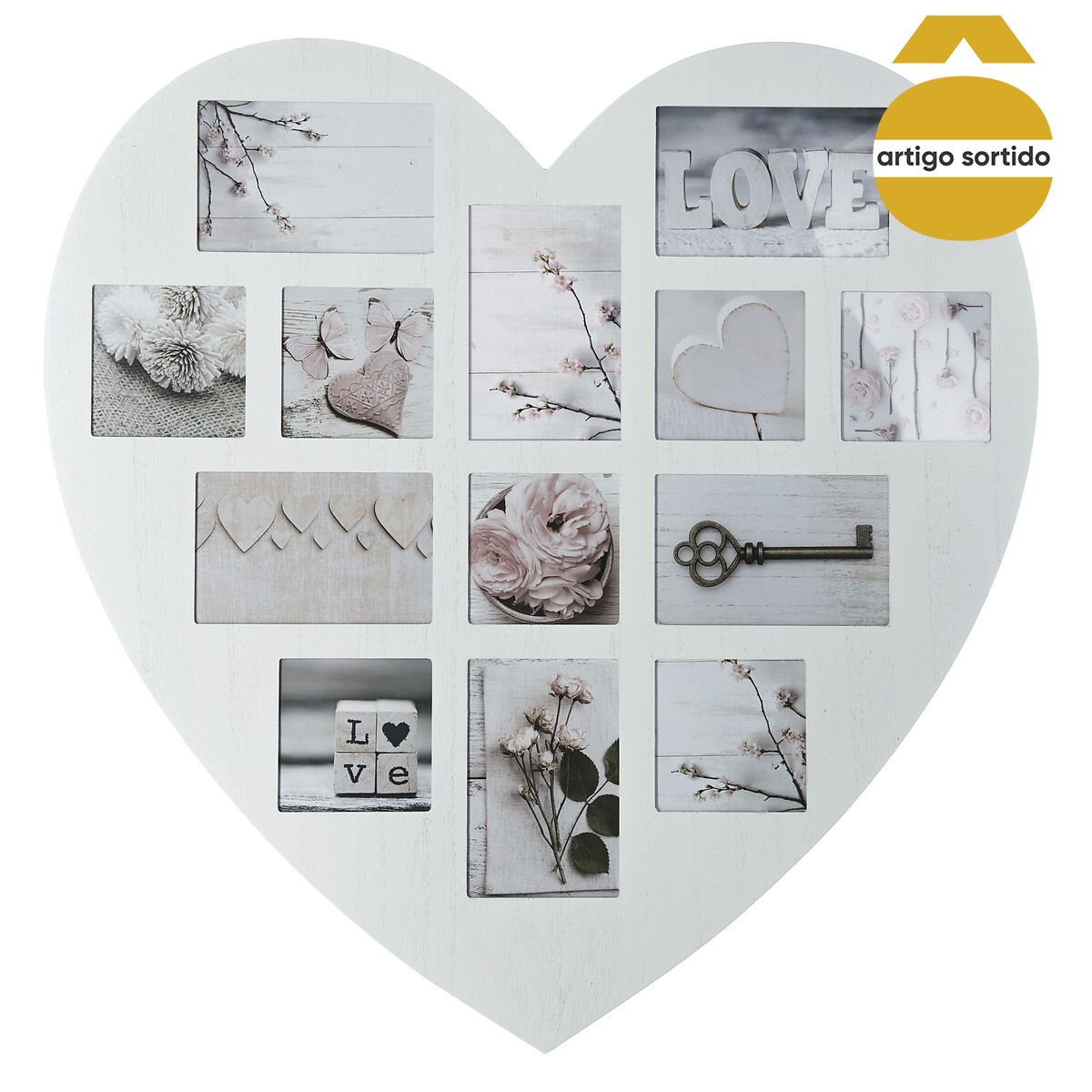 Multimoldura em cora&ccedil;&atilde;o para 13 fotos