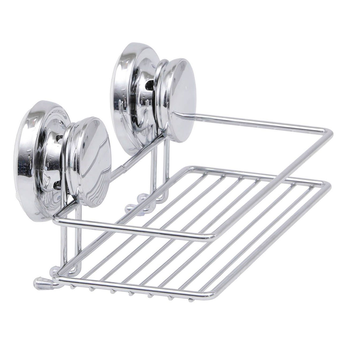 Cesto wc retangular em metal com ventosas cromado