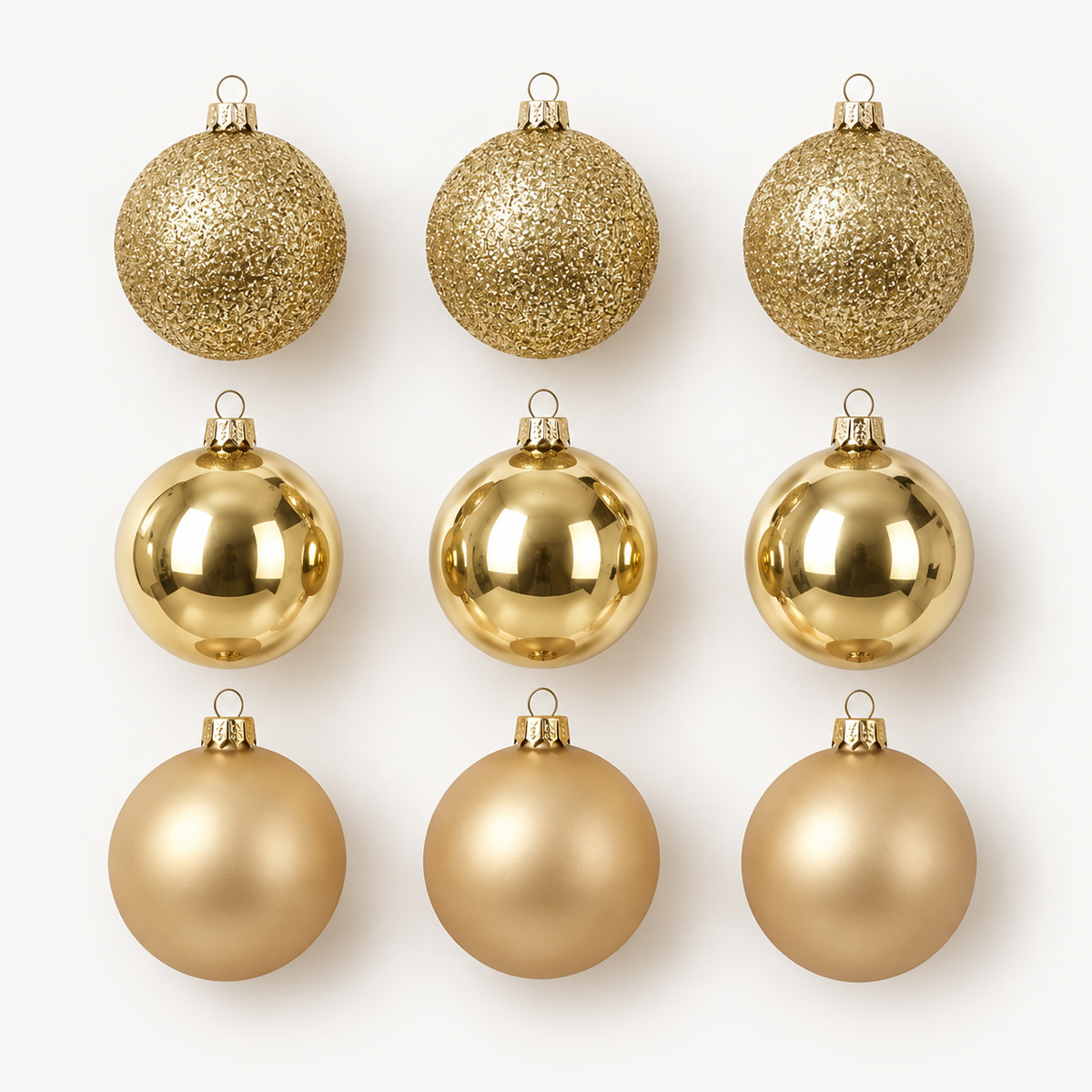 Conjunto de 9 bolas douradas