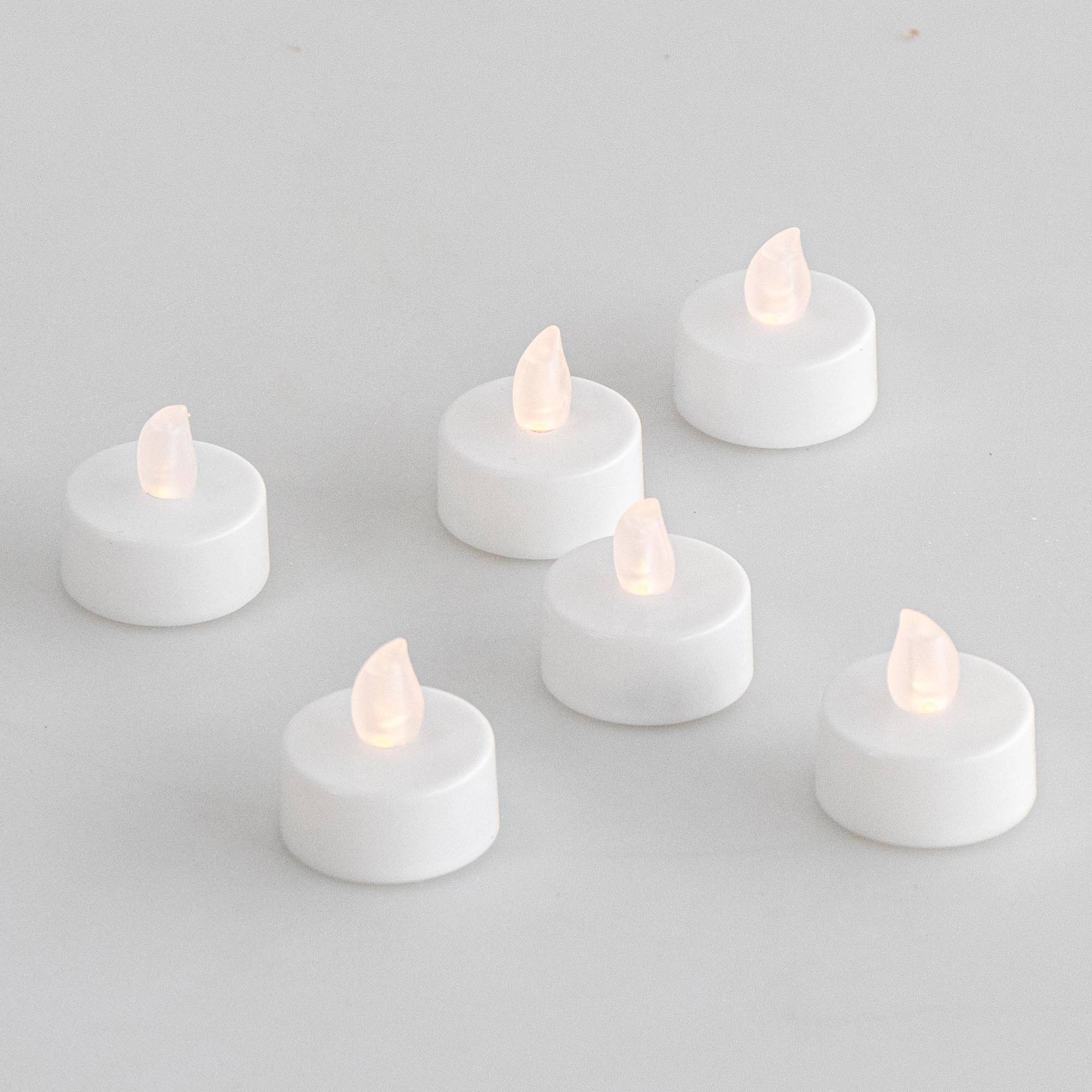 Conjunto de 6 velas tealight com led branco quente,  Conjunto de 6 velas tealight com led branco quente