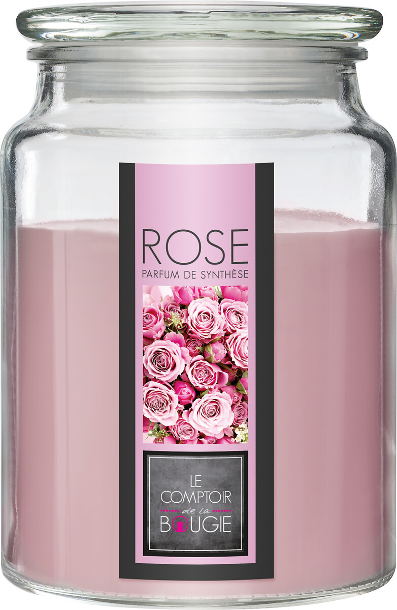 Vela jarro vidro com tampa 510g rosas