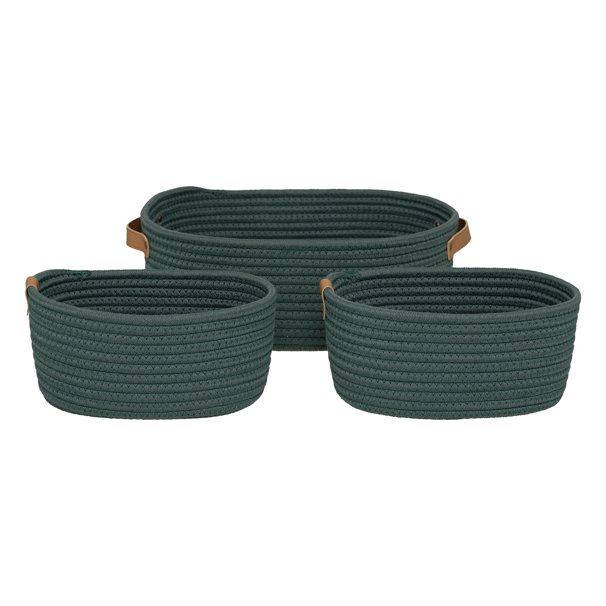 Conjunto de 3 cestos de arruma&ccedil;&atilde;o verde DUO