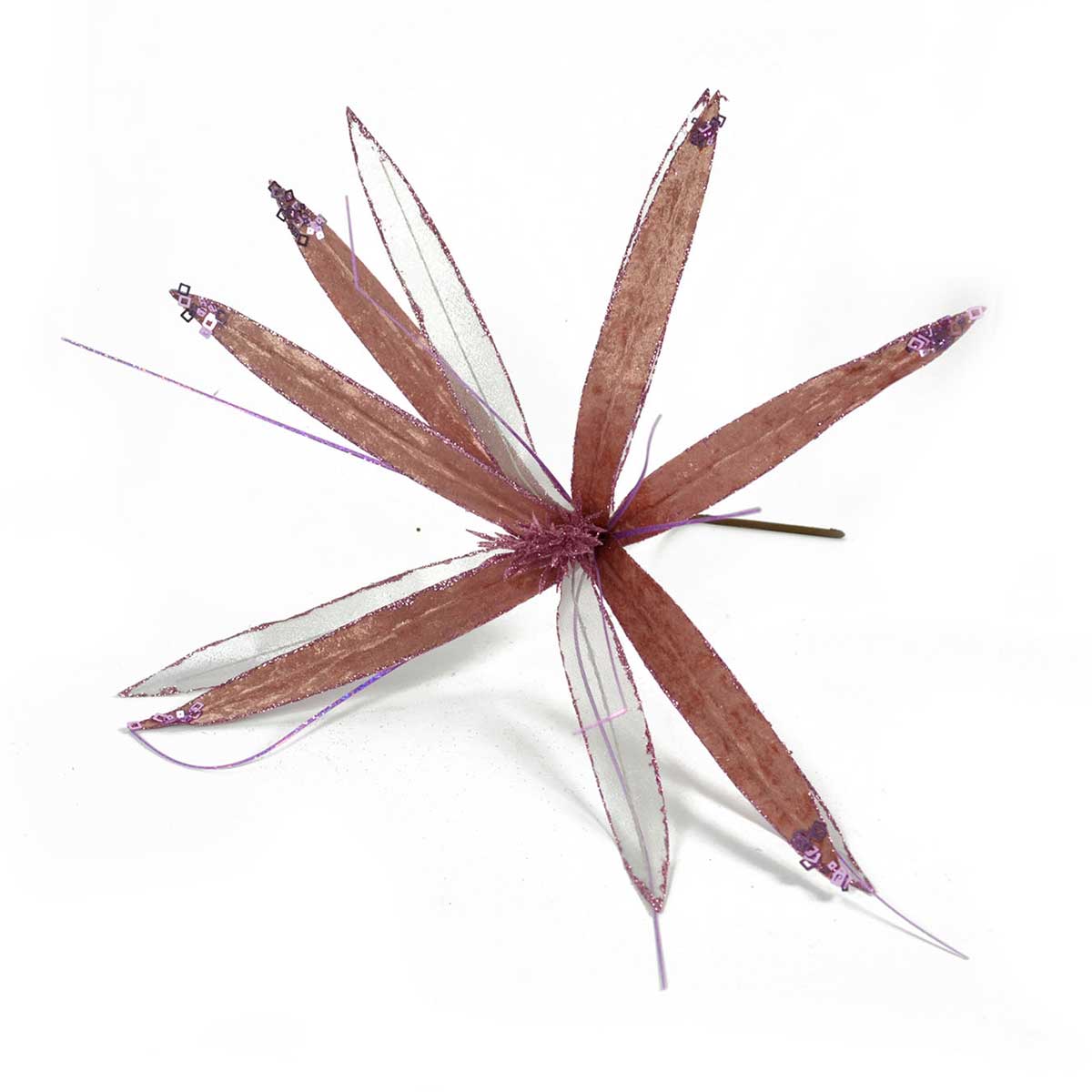 Haste Flor Natal&iacute;cia Com P&eacute;talas Rosa De Veludo 45cm