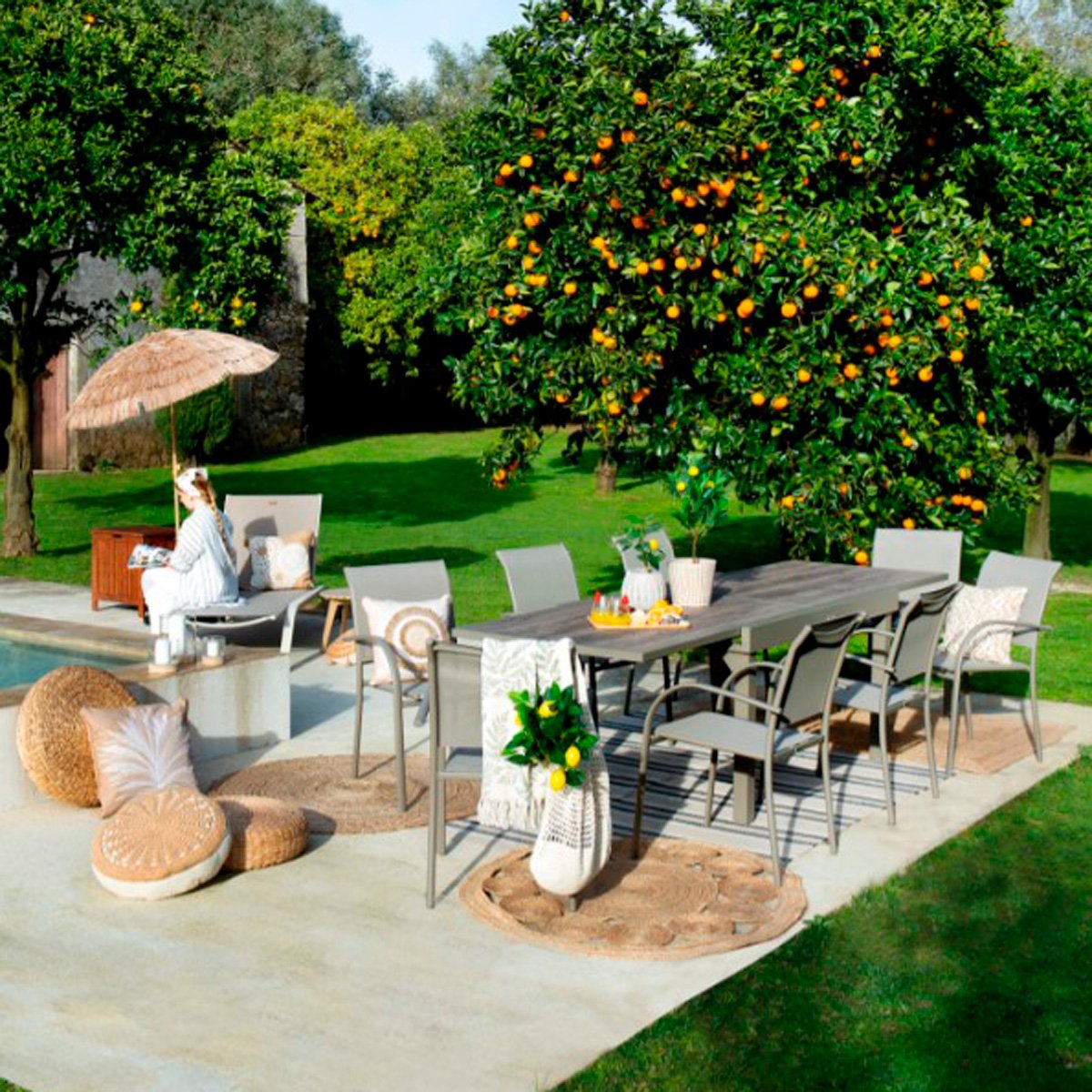 Mesa extens&iacute;vel PIAZZA truffe/caf&eacute;