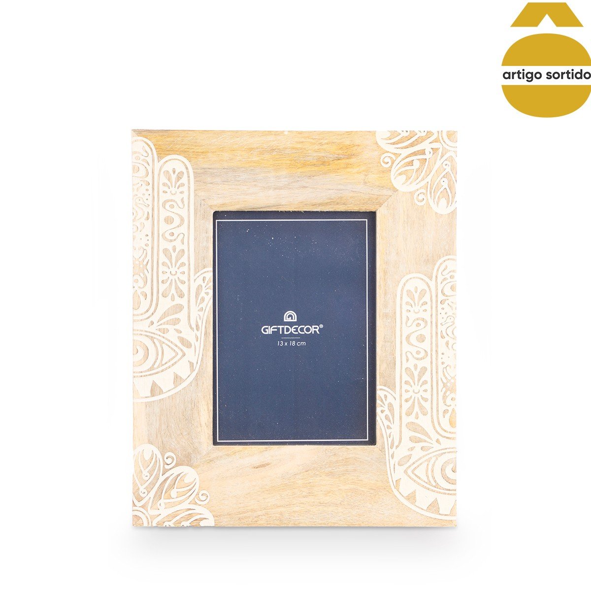 Moldura Hams&aacute; Em Madeira Mango 13x18cm