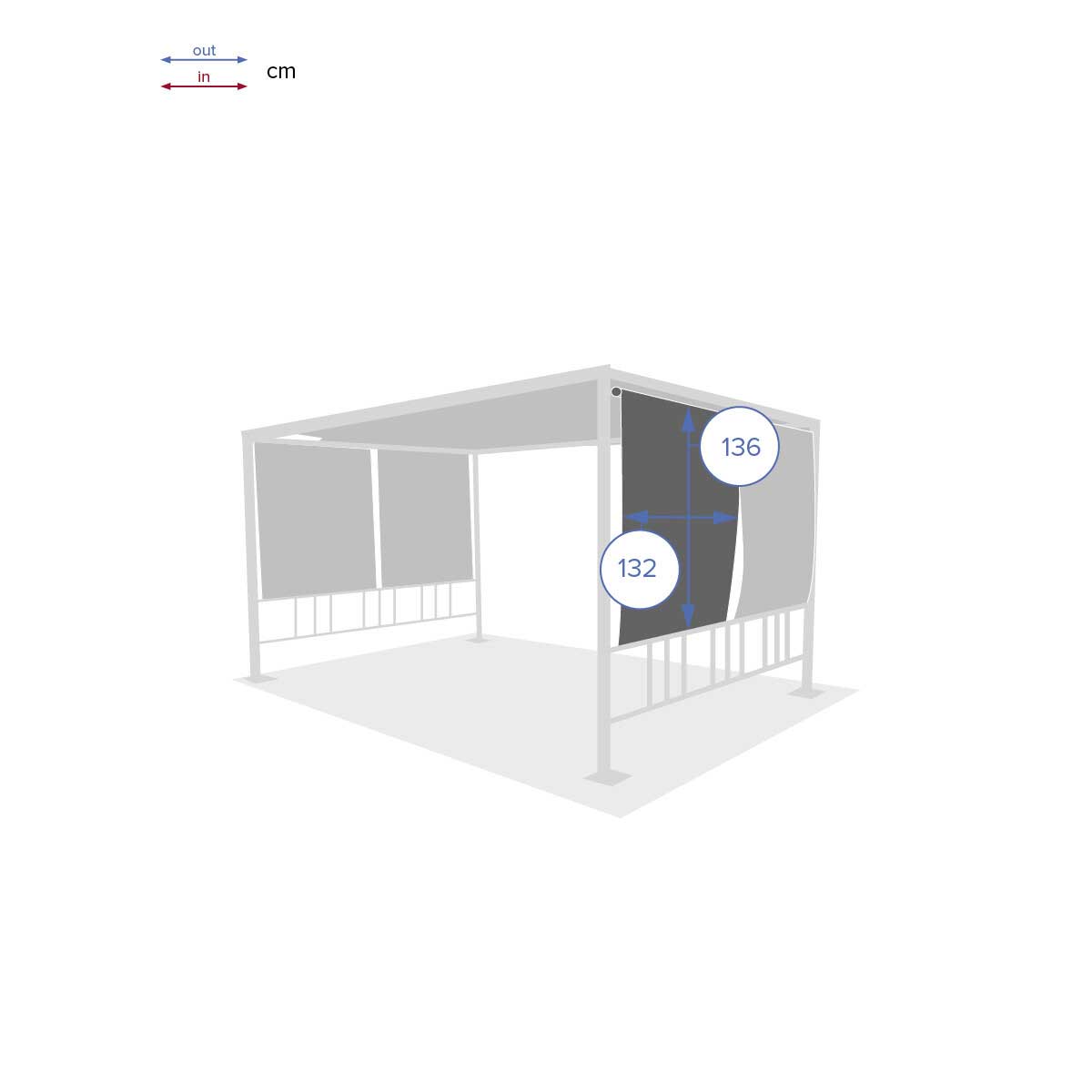 Conjunto de 4 cortinas para p&eacute;rgola MOAI ard&oacute;sia 3x4m