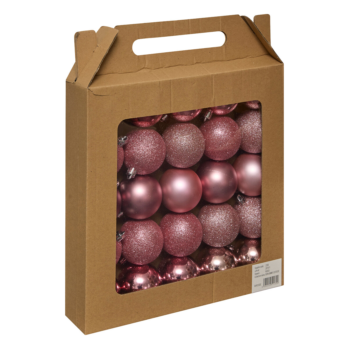 Conjunto 25 bolas de natal rosa 6cm