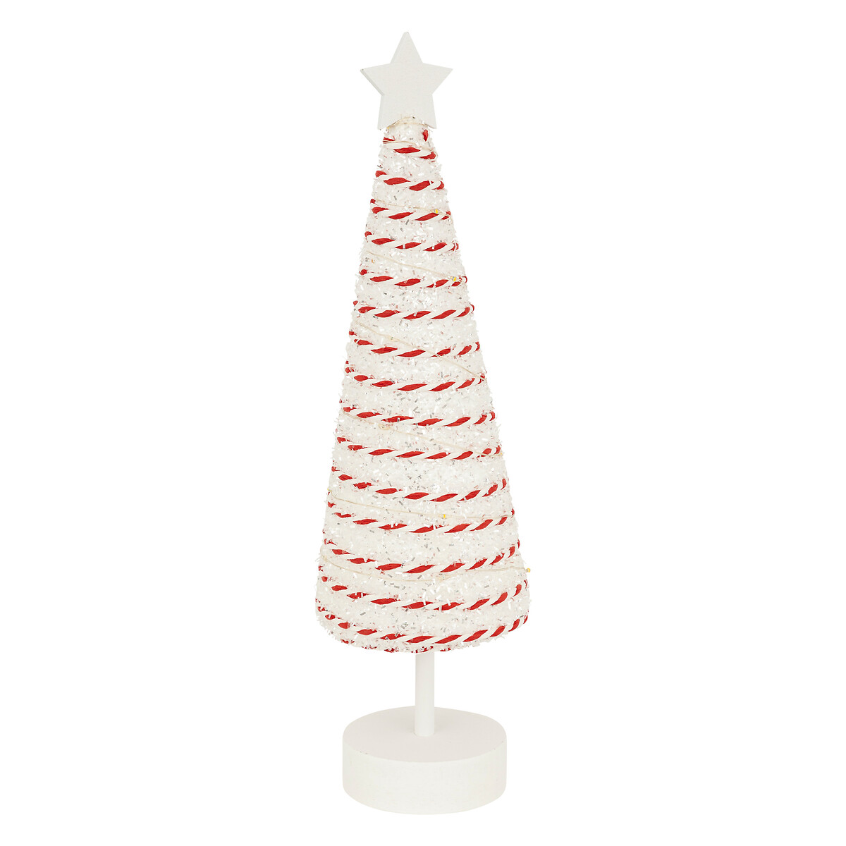 &Aacute;rvore decorativa com led branca e vermelha 38cm