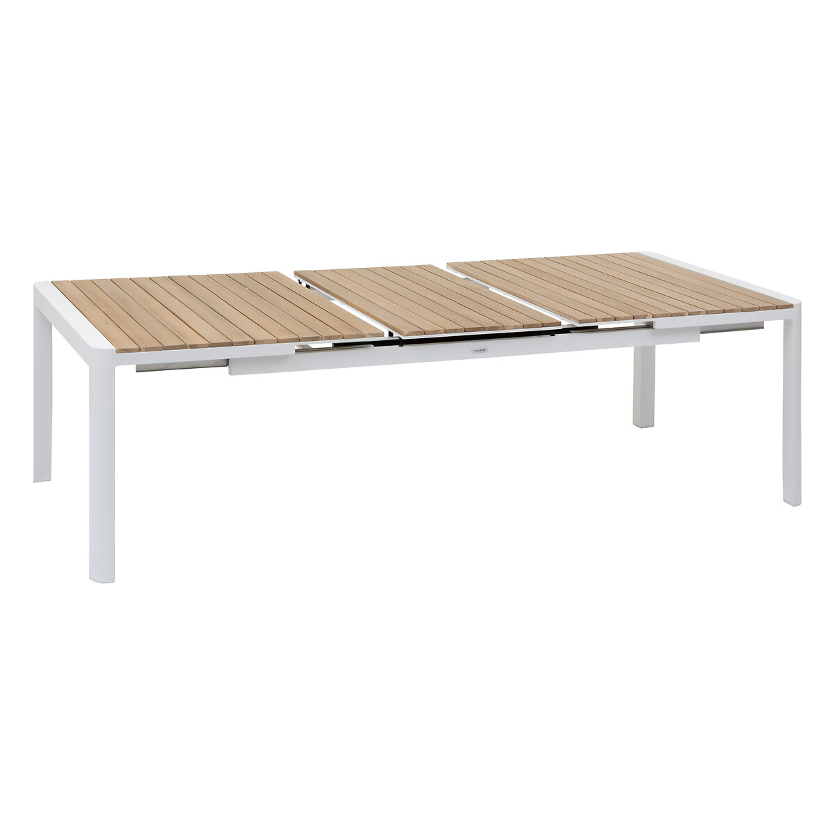 Mesa extens&iacute;vel PARADIZE em alum&iacute;nio e madeira ac&aacute;cia