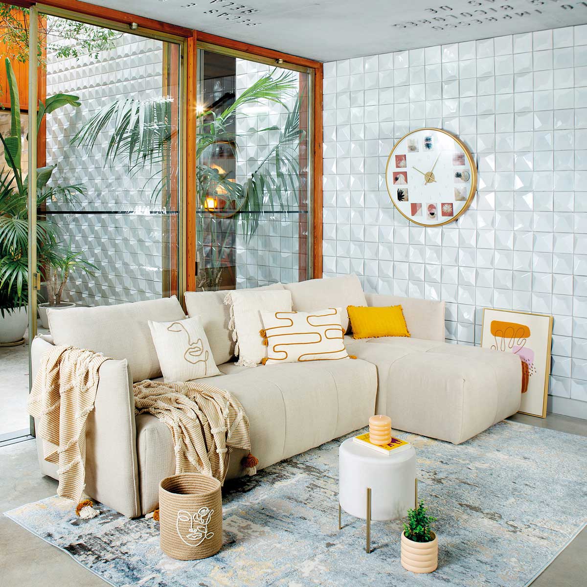 Sofá BALI bege com chaise longue