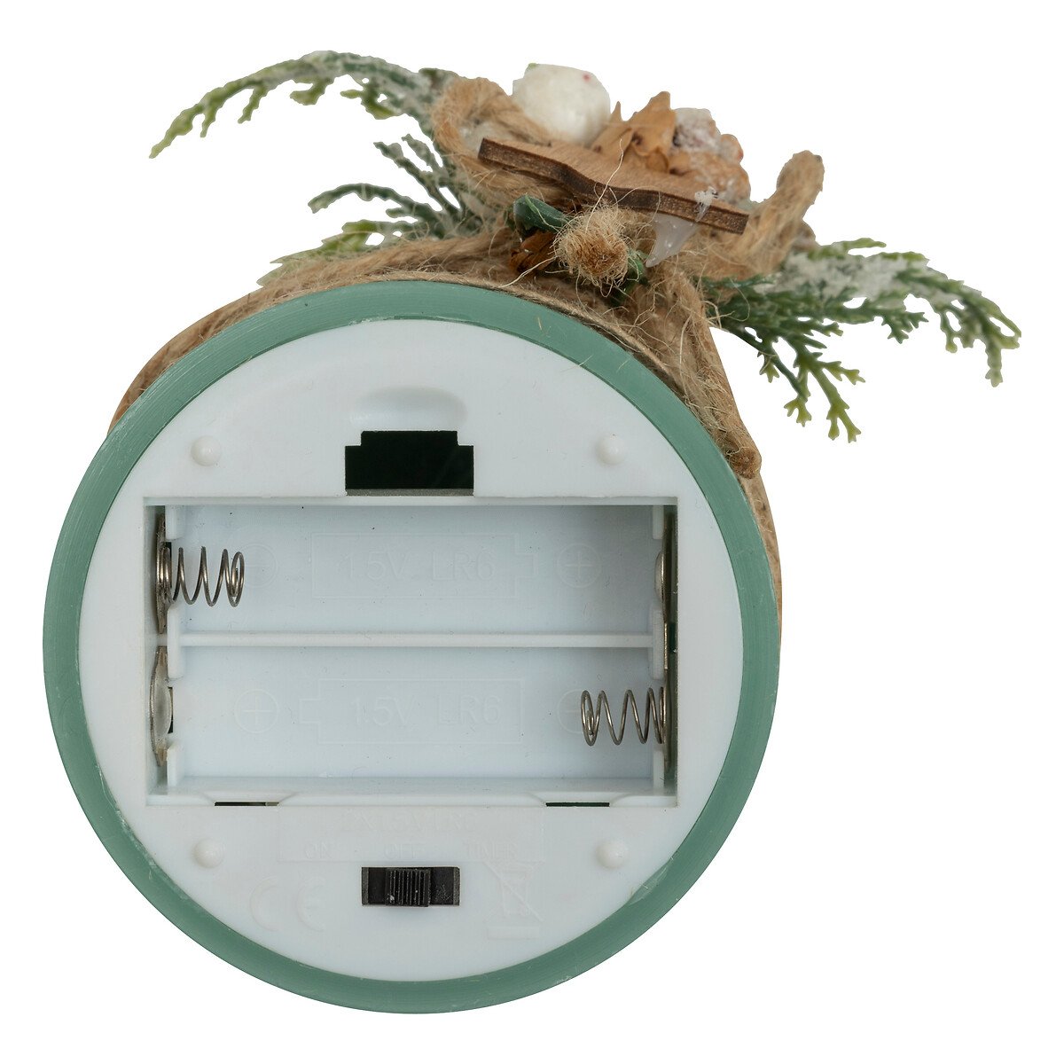 Vela com pinhas e bagas verde 12,5cm,  Vela com pinhas e bagas verde 12,5cm