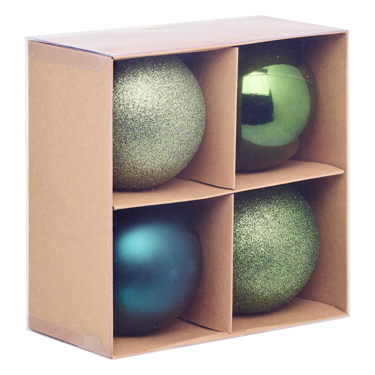 Conjunto 4 bolas de natal azul e verde 10cm