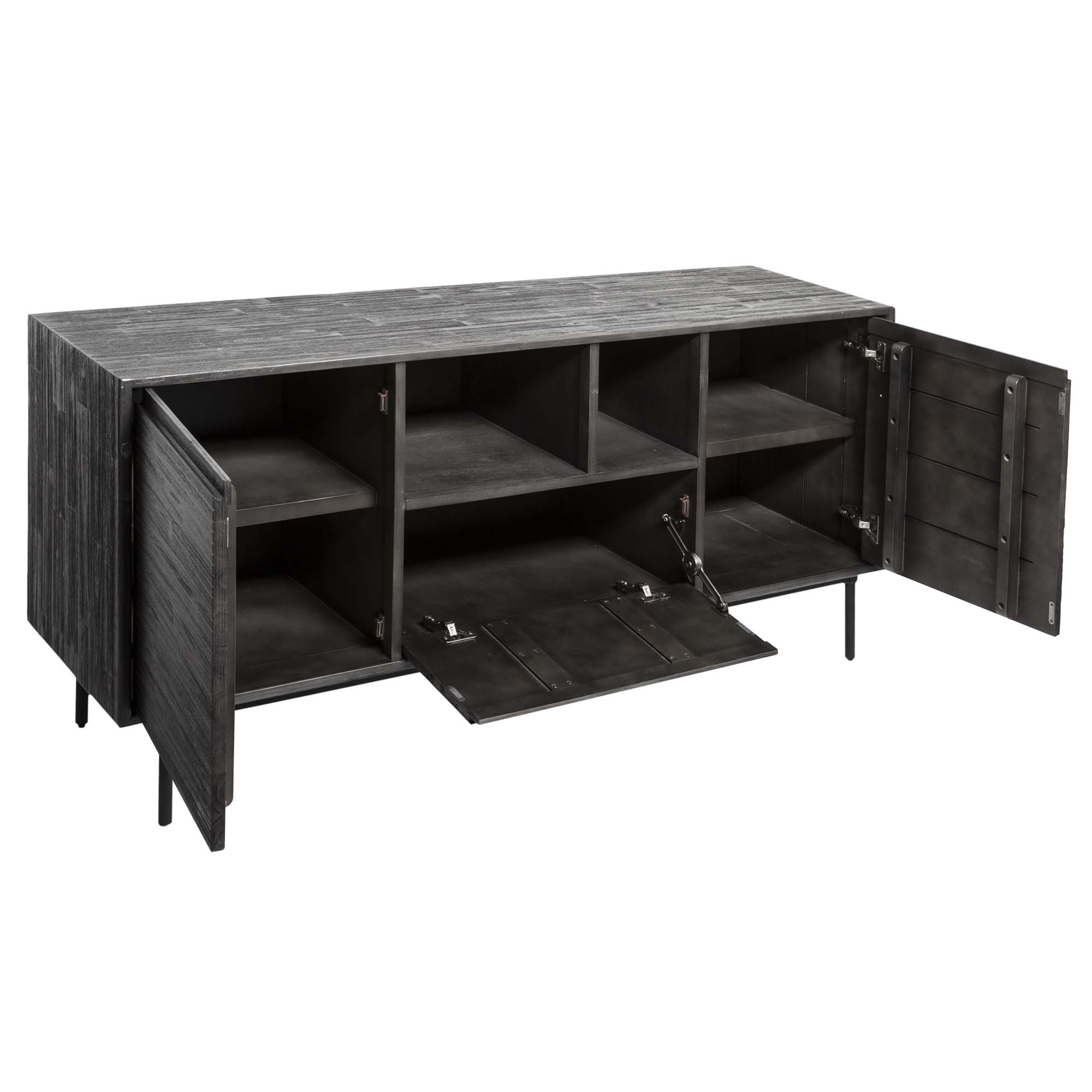 Aparador Cinza Escuro Cioco Com 2 Portas Ac&aacute;cia