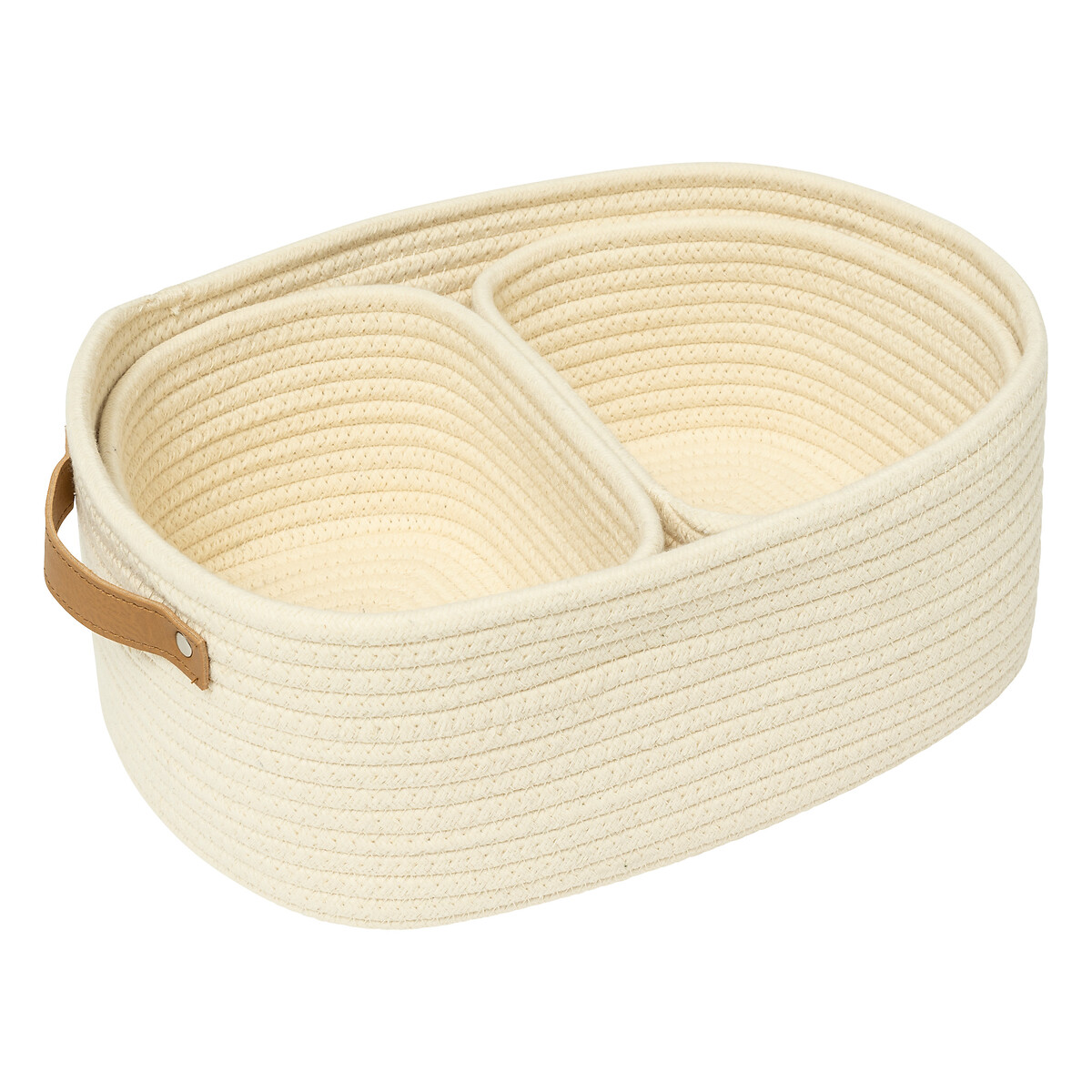 Conjunto de 3 cestos de arruma&ccedil;&atilde;o bege DUO