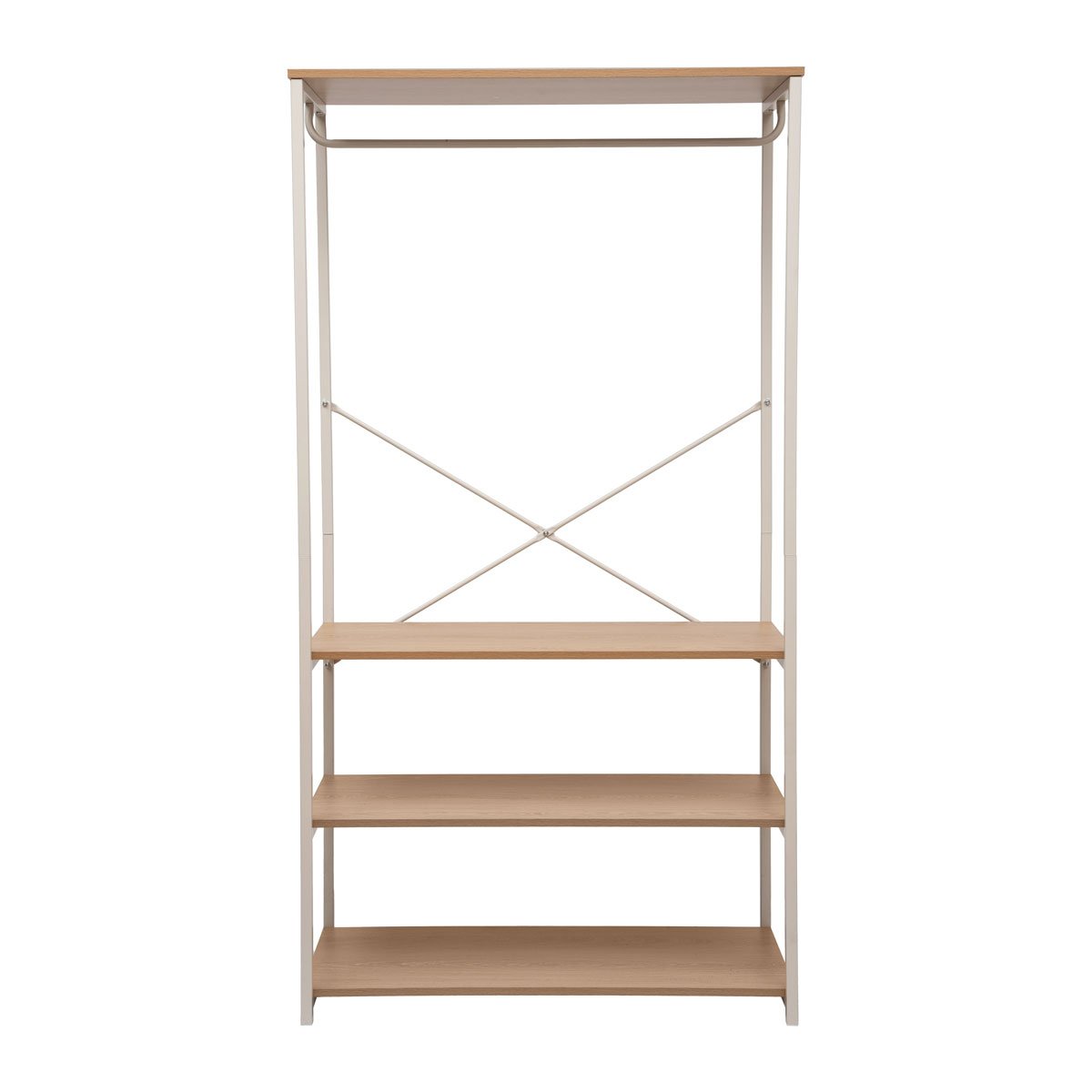 Roupeiro de metal bege com prateleiras 170cm