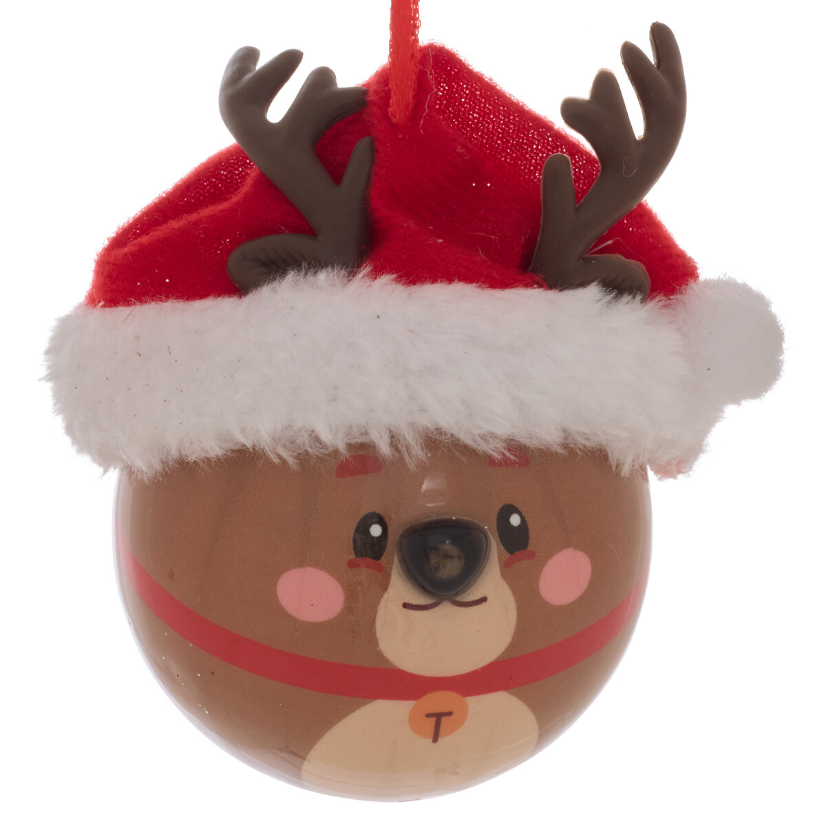 Bola de natal rena com led 6.5cm