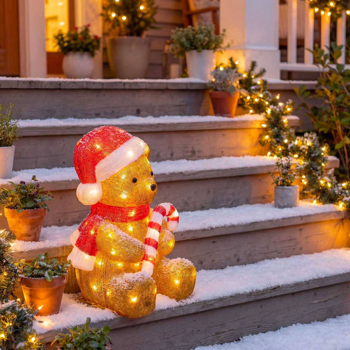 Figura decorativa em forma de urso com ilumina&ccedil;&atilde;o LED
