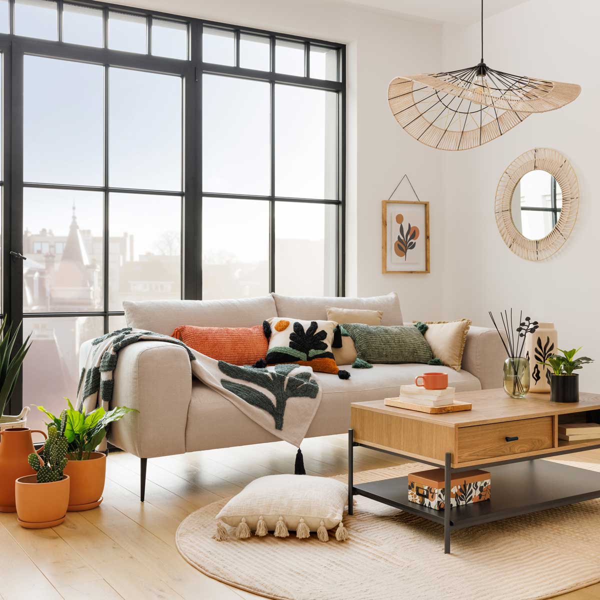 Candeeiro de teto CARAVANE bege e preto