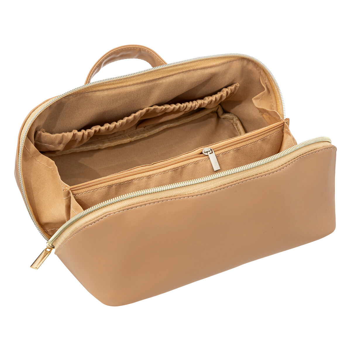 Bolsa de higiene bege efeito couro