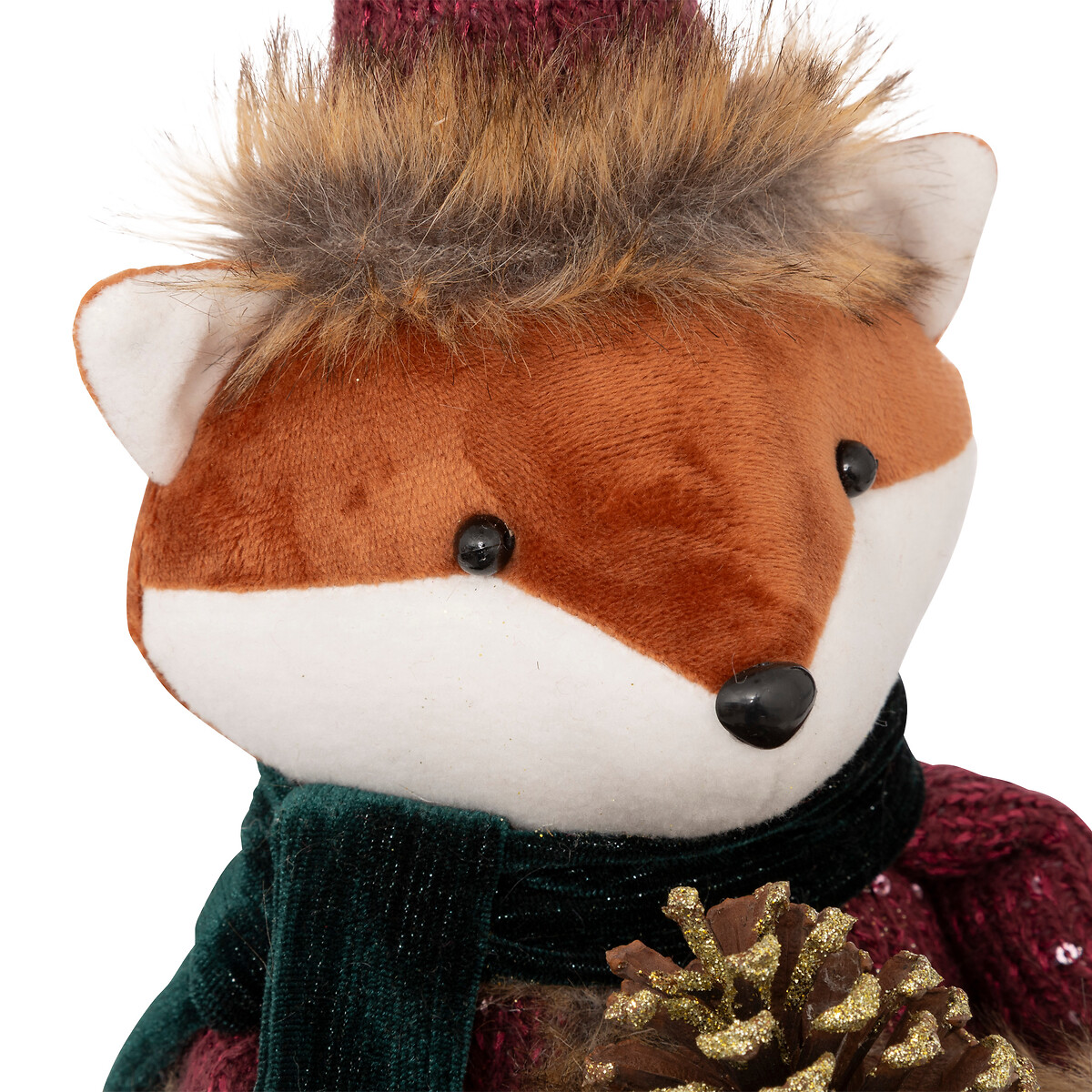 Figura rena com gorro e cachecol 58cm,  Figura rena com gorro e cachecol 58cm