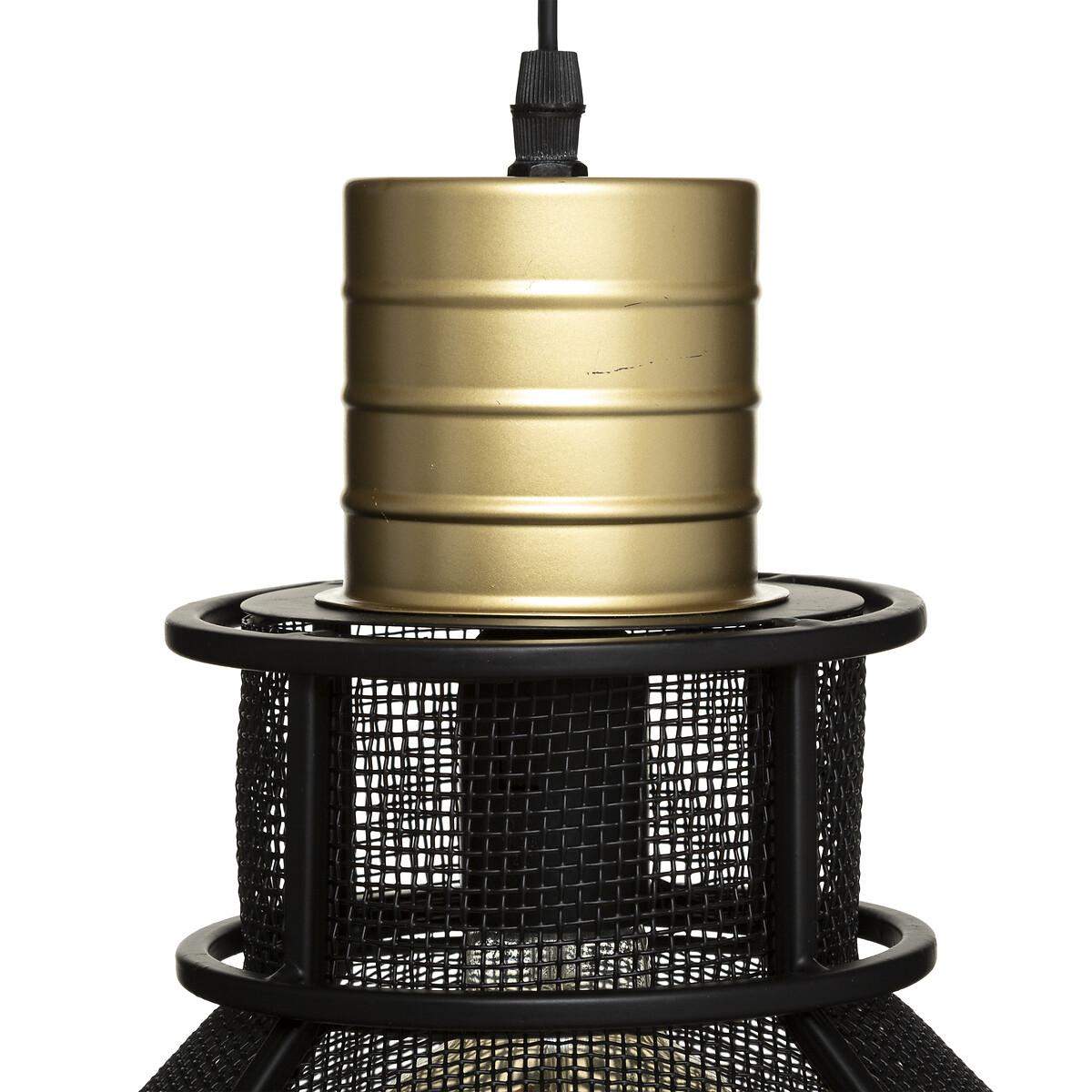 Candeeiro de teto em metal preto e dourado RODO