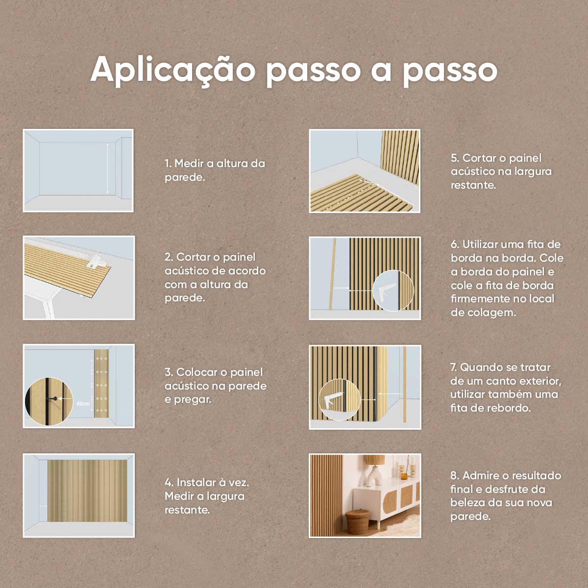 Painel ripado decorativo COLVA natural em mdf 240cm