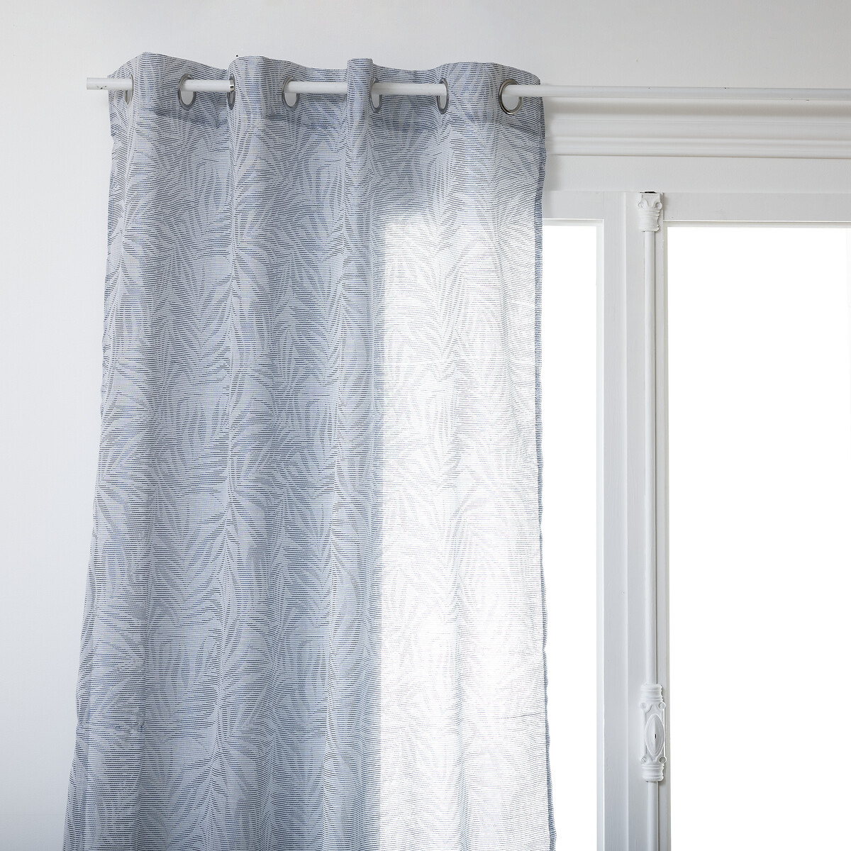 Cortina RAY azul com padrão de folhas 140x240cm,  Cortina RAY azul com padrão de folhas 140x240cm