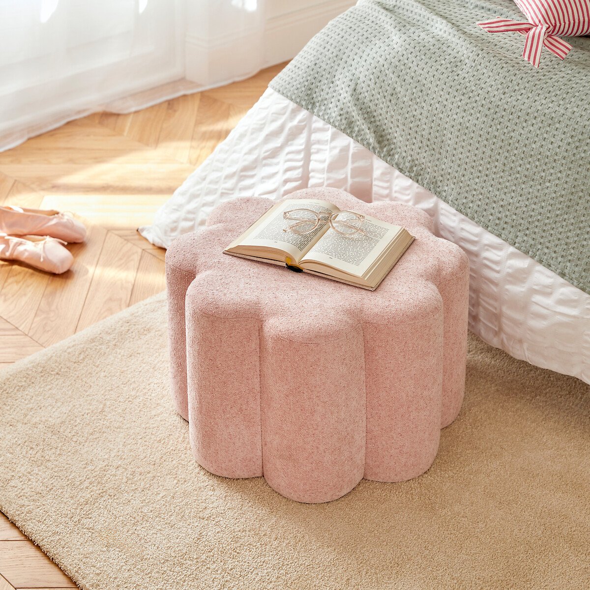 Pufe formato flor FLEUR DE ROSE rosa