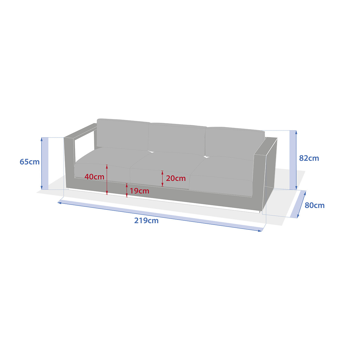 Sof&aacute; ALLURE em alum&iacute;nio 3 lugares