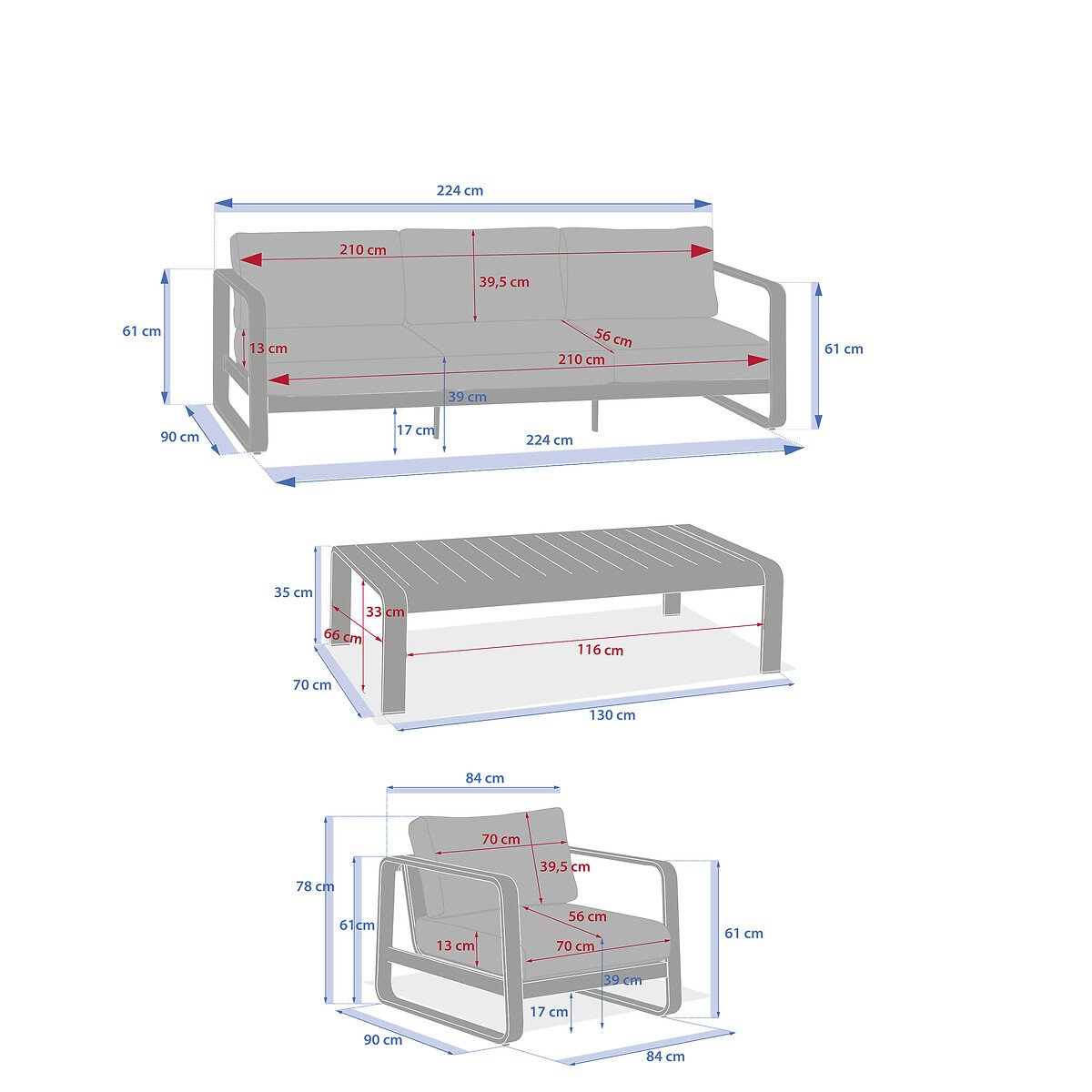 Conjunto de jardim DOMILLY cor caf&eacute; 5 lugares